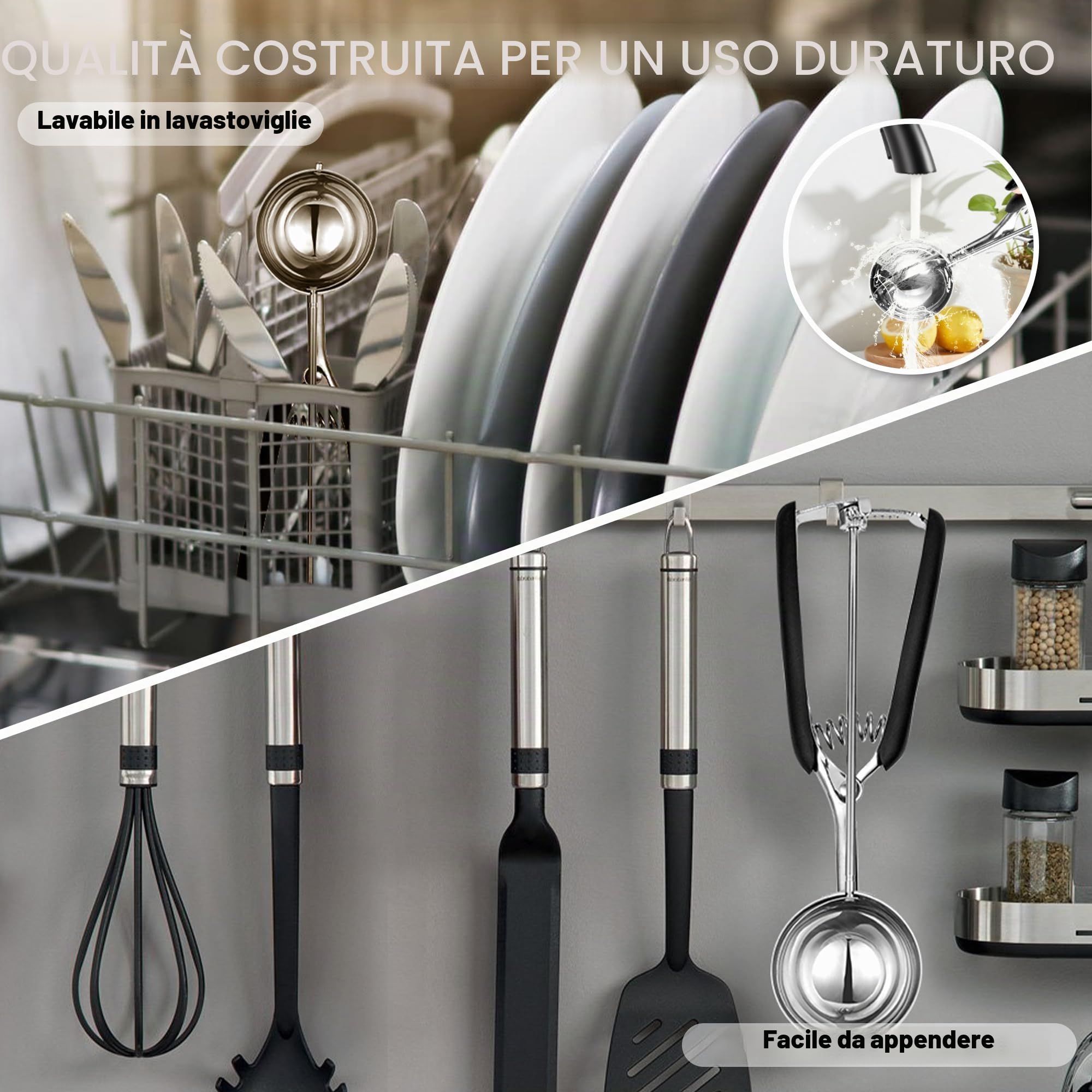 Porzionatore Per Gelato 60mm, Paletta In Acciaio Inox Con Grilletto, Cucchiaio Gelato