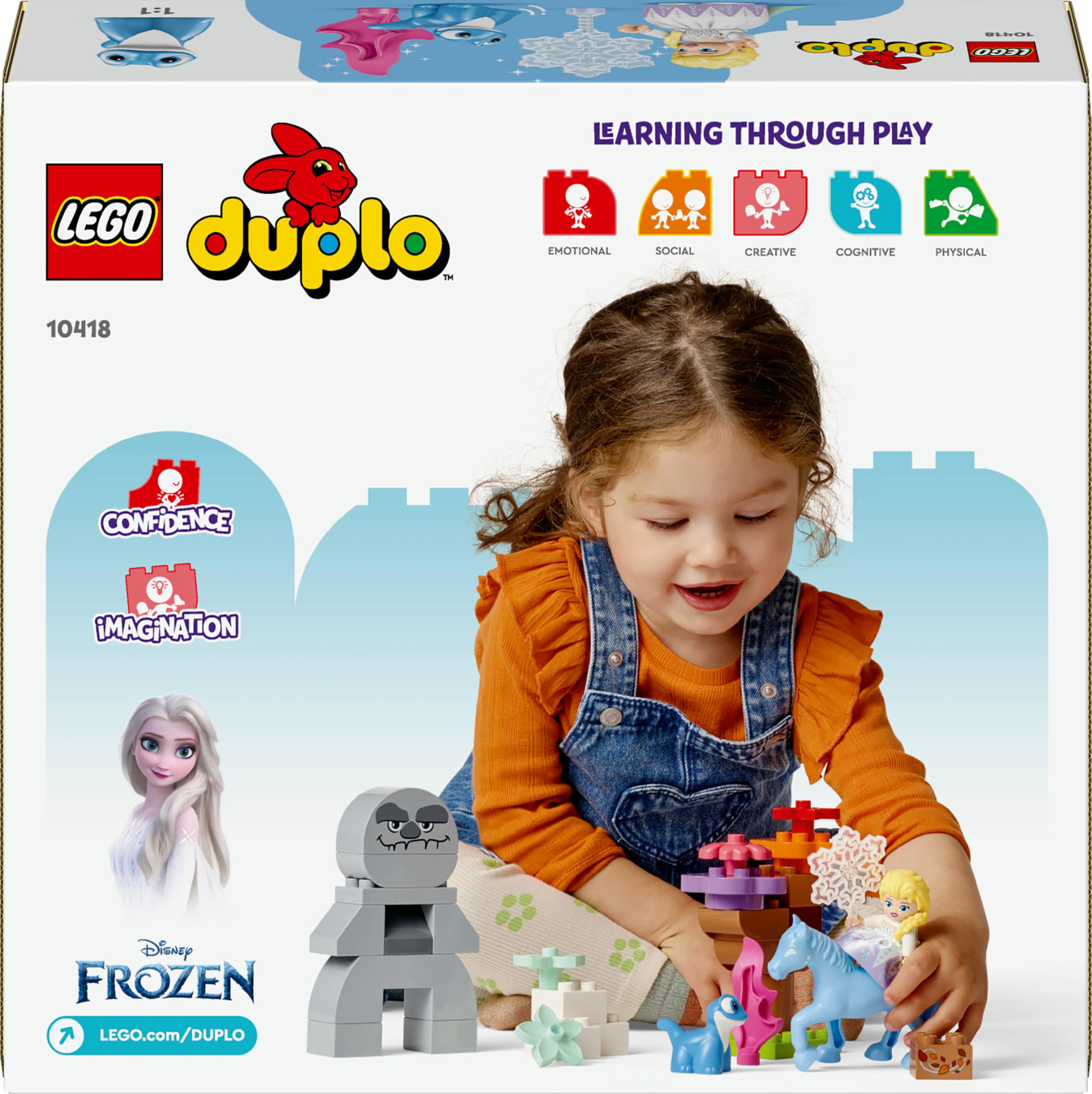 LEGO DUPLO Disney ELSA und Bruni im Zauberwald - Lernspielzeug zu Die Eiskönigin 2 für Kleinkinder ab 2 Jahren - Spielzeug Mädchen & Jungen – 4 Figuren mit ELSA Minifigur – Kinder Geschenk – 10418