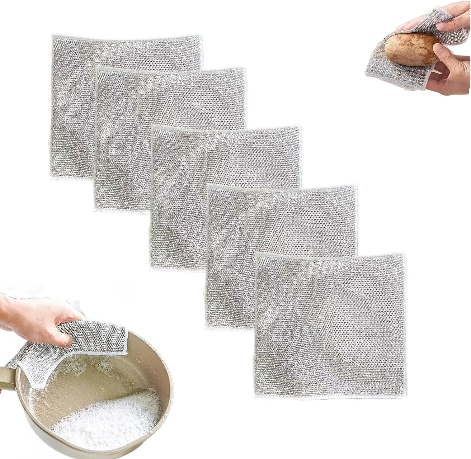 Amazon.com: Multipurpose Wire Dishwashing Rags for Wet and Dry ...