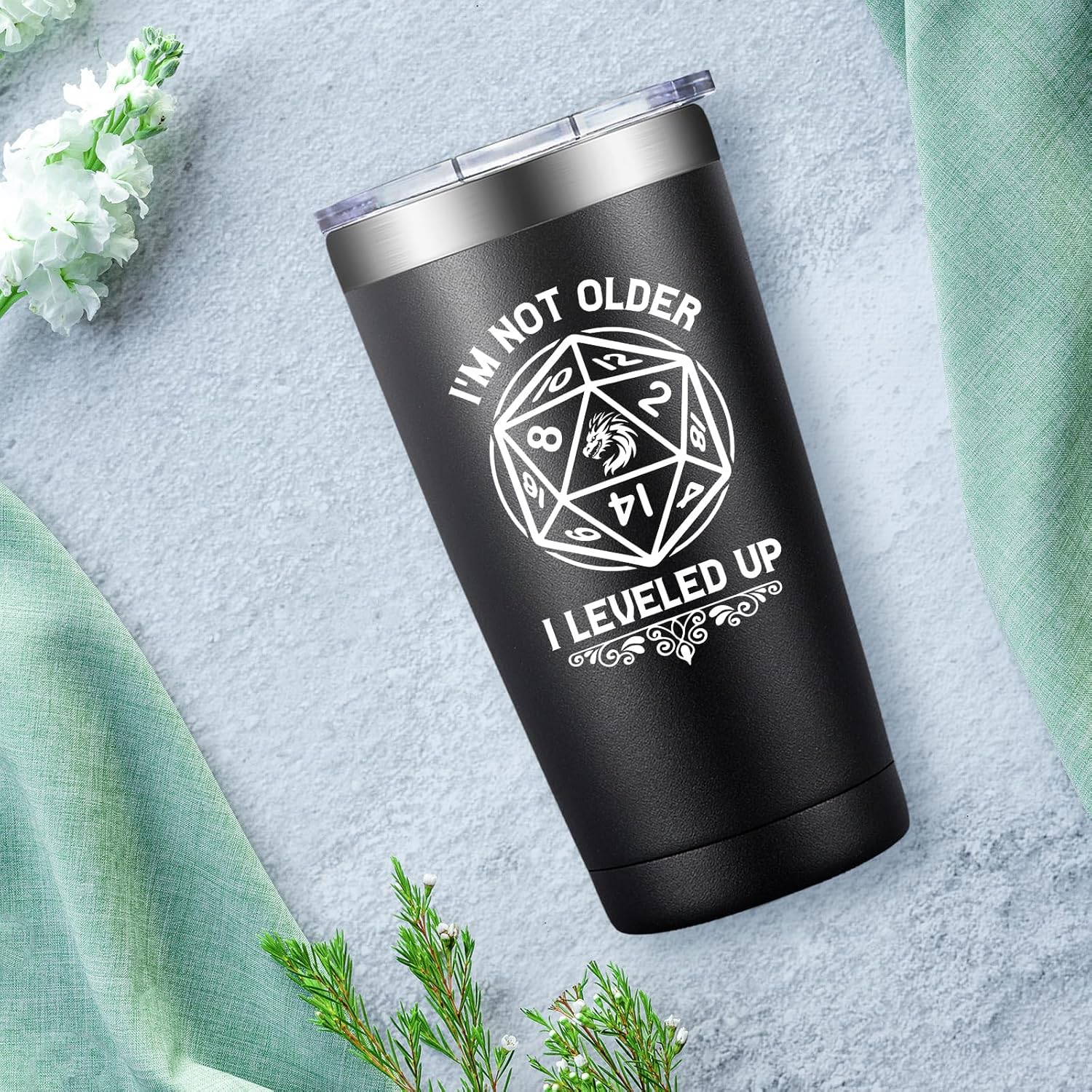 Dungeons Dragons Gifts for Men, Women - DND, D&D, DM Lovers Gifts - Dungeon Master Gift - I'm Not Older I Leveled Up Tumbler Cup 20 oz - Image 5