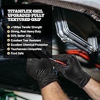 Vista 7 de TitanFlex Heavy Duty Black Nitrile Gloves, 6 Mil, Fully Textured, Mechanic Disposable Gloves, Latex Free, Powder Free