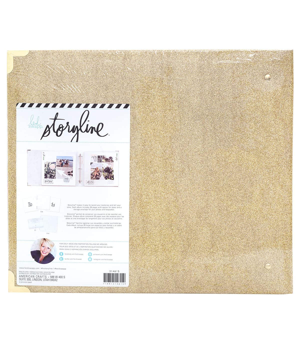 Heidi Swapp 314615 Album Storyline-12 x 12-D-Ring-Gold Glitter (44 Piece)
