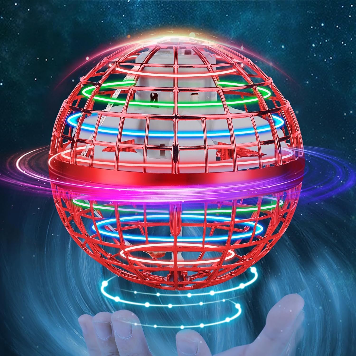 Flying Orb Ball Toy Flying Space Orb Magic Flying Ball Toy, 360° Rotating Hover Ball Cool Toy, Flying Spinner Toys Space Boomerang Ball with LED Lights for Kids Adult Christmas Birthday Gift