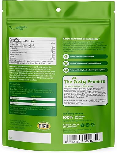 Miniatura 6 de Palos dentales calmantes para perros Alivio del estrés y la ansiedad con cáñamo, melatonina y manzanilla Limpieza del sarro de los dientes para