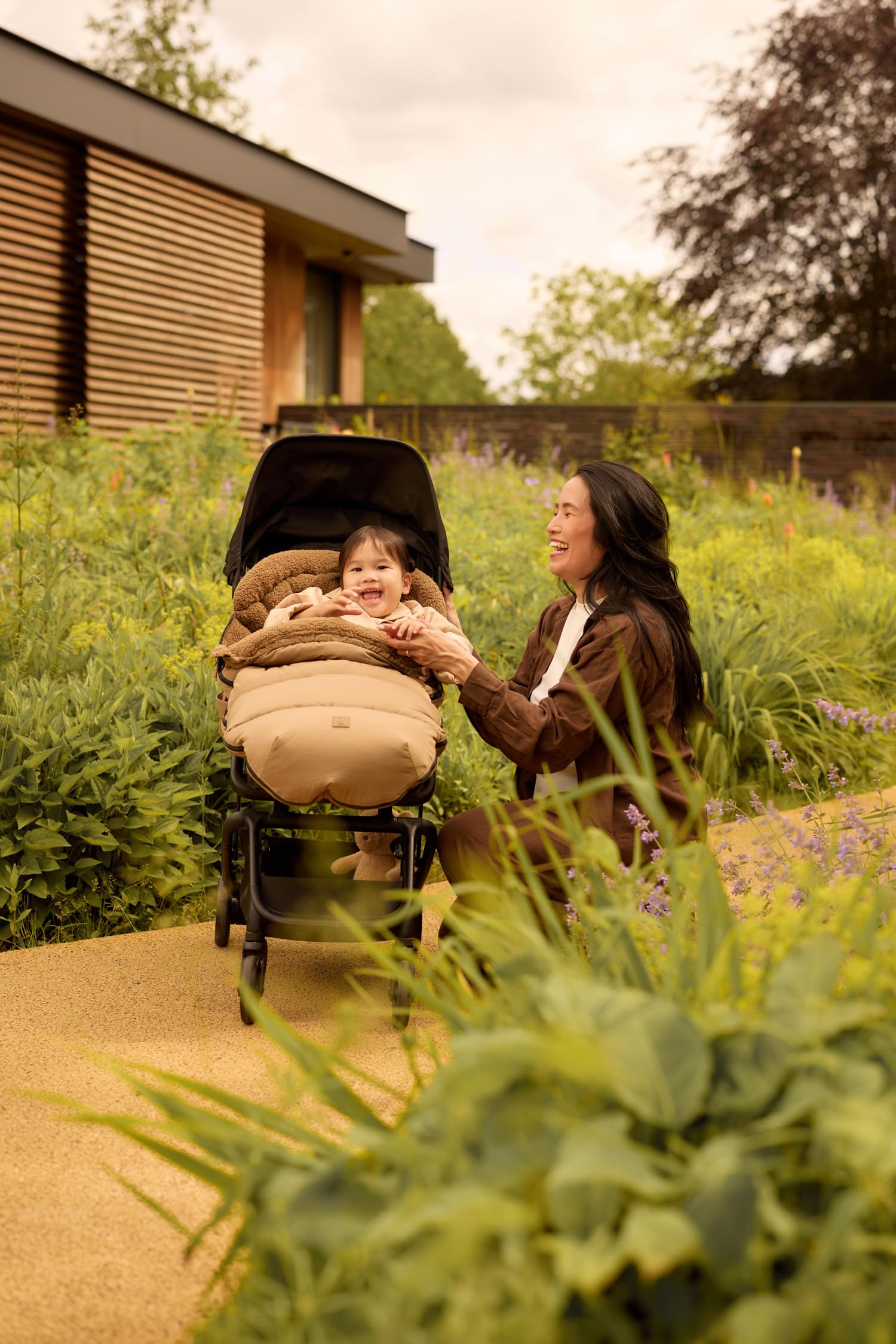 Jollein Fußsack - Für Buggy & Kinderwagen - Wasserabweisend mit Bionic Finish - Waschbar - Oeko-Tex Zertifiziert - Puffed Bronze - 92x52x10 cm