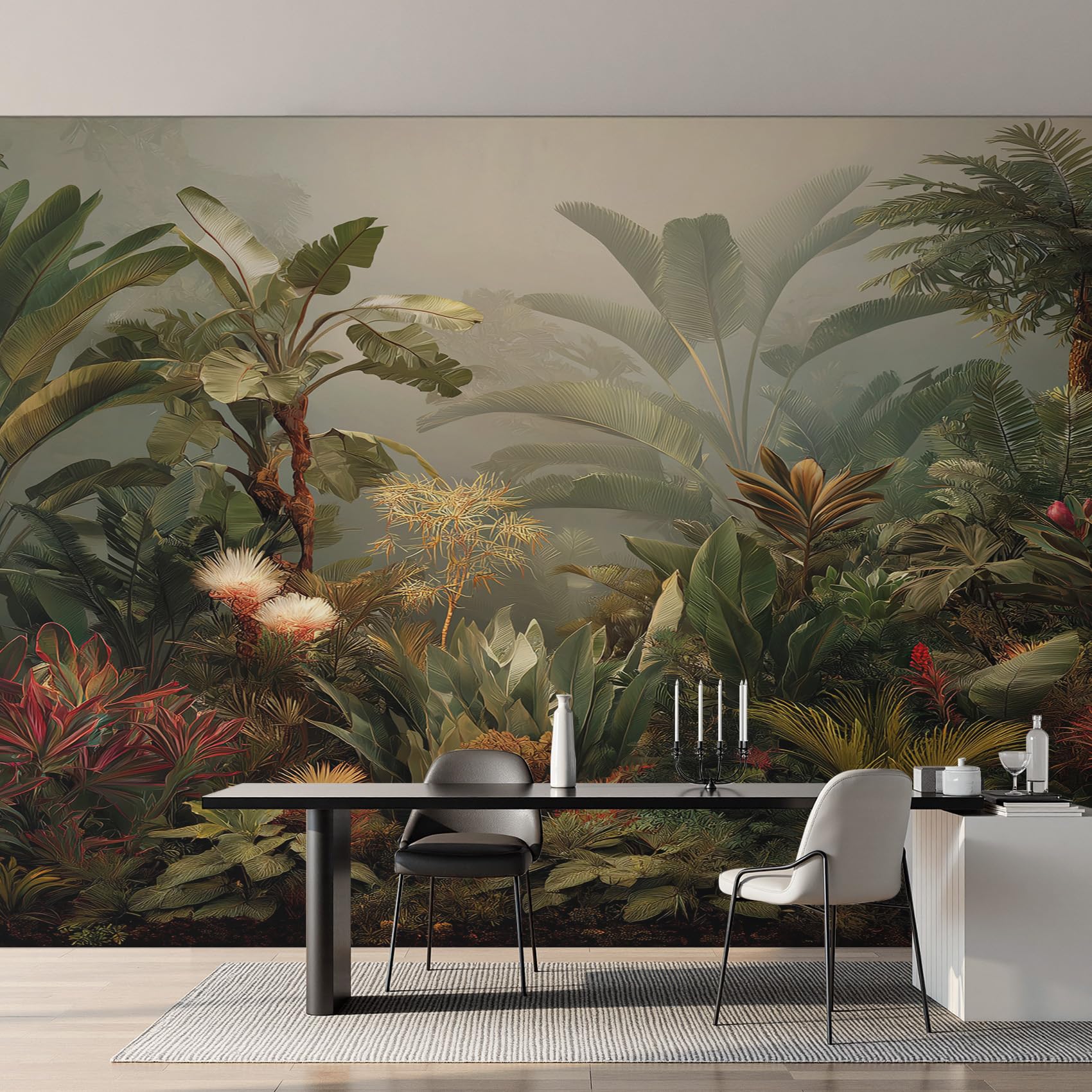 Generico Fotomurali Carta da Parati Giungla Tropical, Carta da Parati Camera da Letto Foresta Pluviale Tropicale Soggiorno Decorazioni Parete Tessuto Non Tessuto 400x280 W38