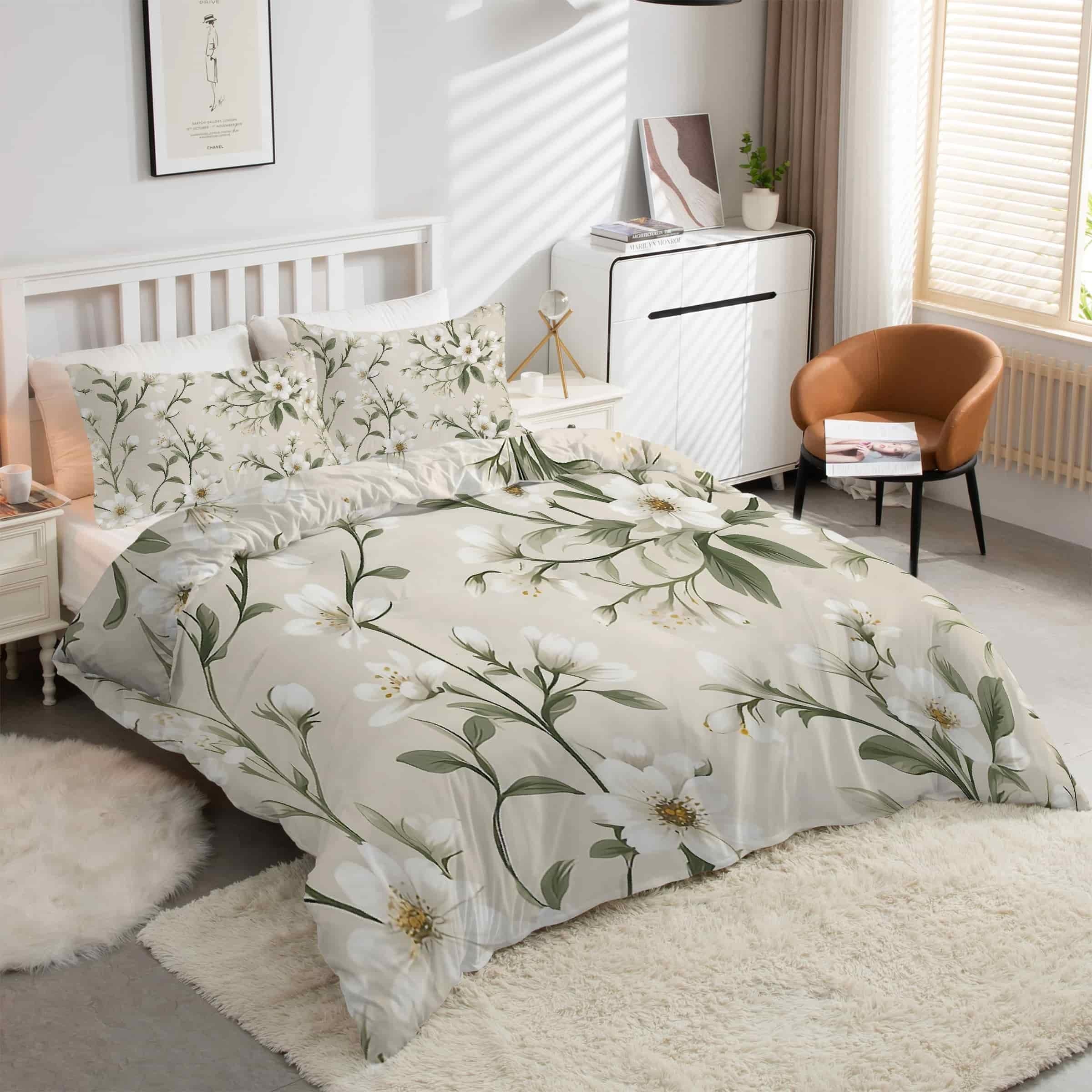 Housse de couette 240 x 260 cm avec fermeture éclair pour chambre nature
