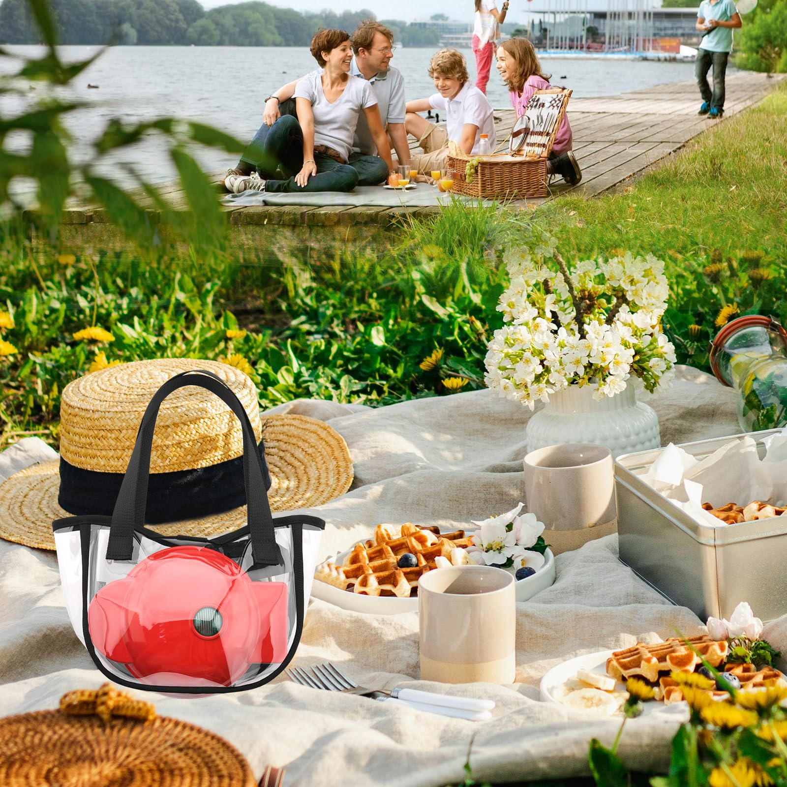 Bolsa de transporte compatible con DASH Mini waflera de 4 pulgadas, bolsa de almacenamiento para mini wafleras, bolsa organizadora transparente portátil para quienes aman hornear y cocinar 7