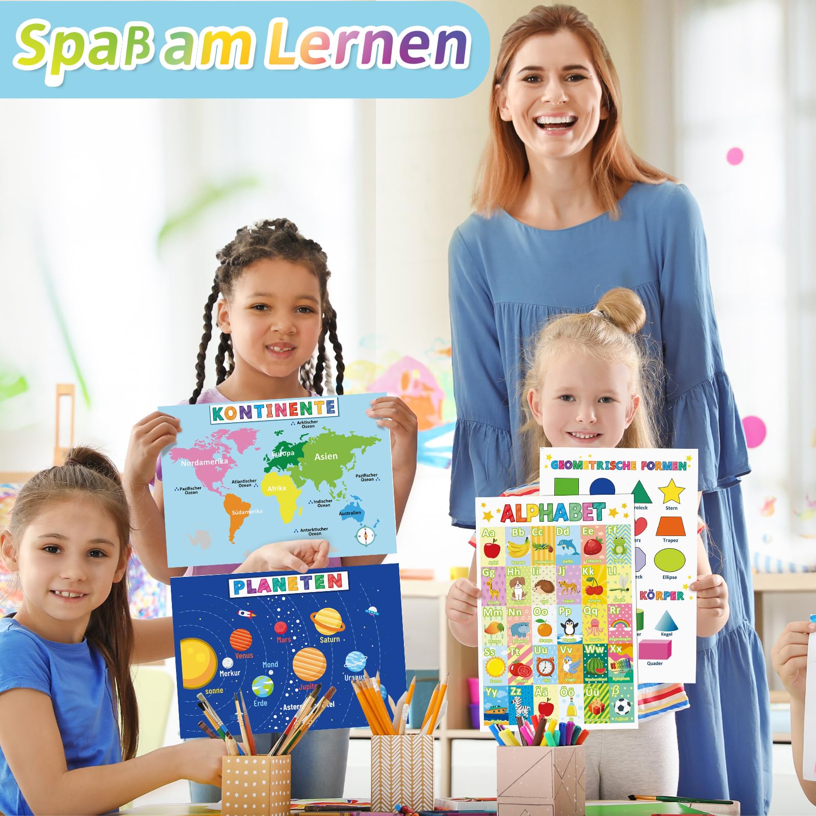 COCHIE 12 poster educativi Montessori formato A4 alfabeto numeri per bambini scuola materna