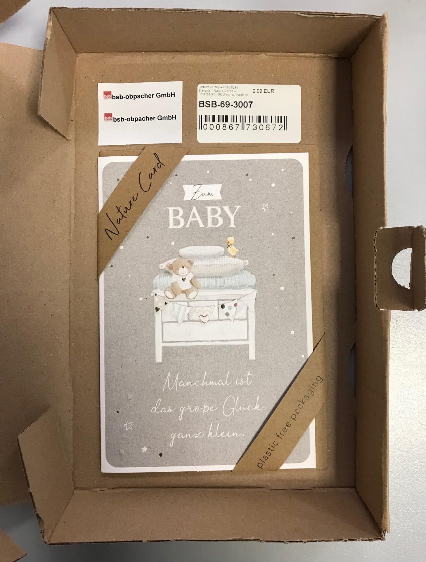 Bsb Glückwunschkarte Zur Geburt - Babyfüße In Händen Design, Nachhaltig & Plastikfrei