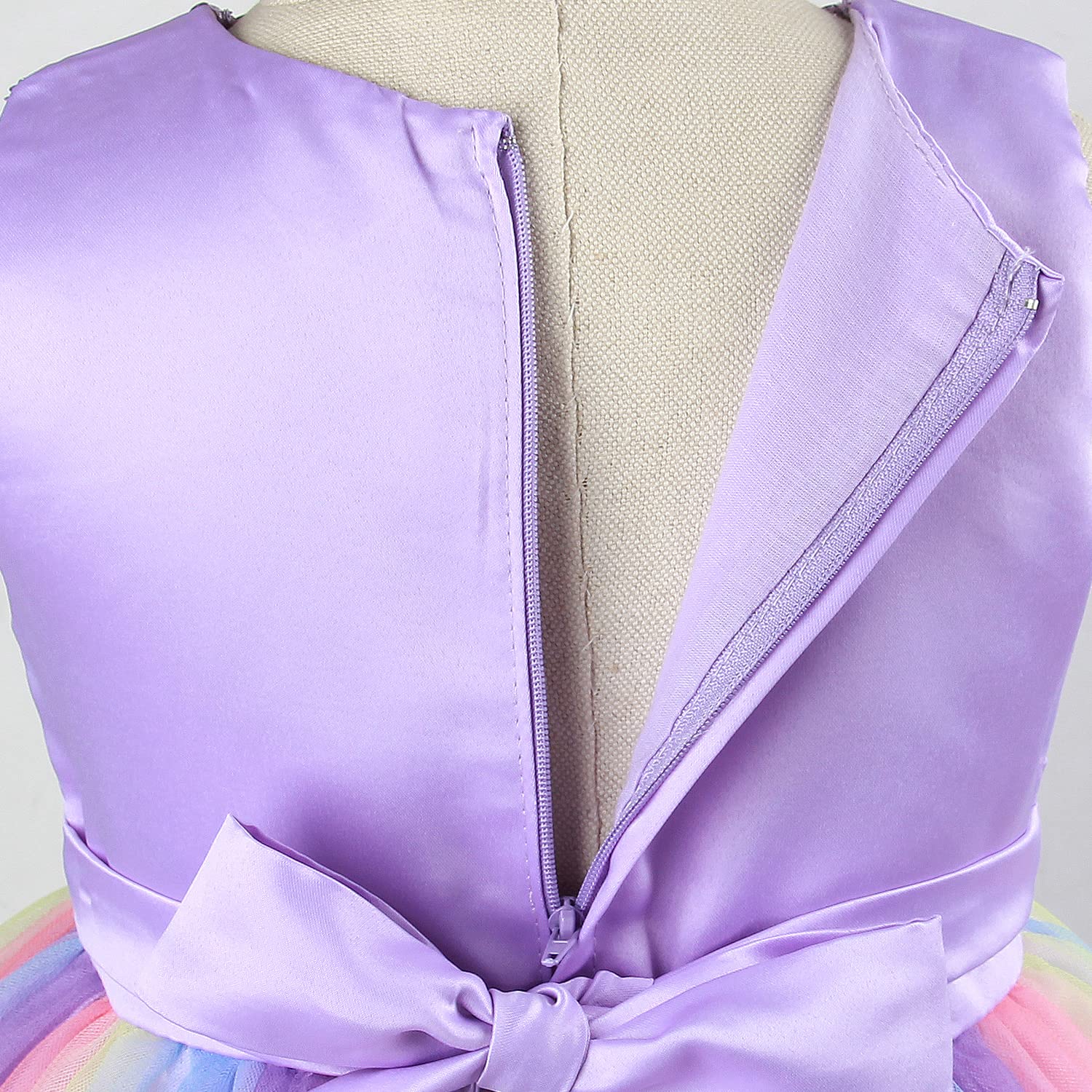 Filles Princesse Robe Paillettes Tulle Fleur Arc-En-Ciel Col Rond Sans Manches Robe Formelle Fête D'anniversaire Mariage Demoiselle D'honneur Fille Robes De Soirée Enfant Bébé Âge pour 3-9 Ans
