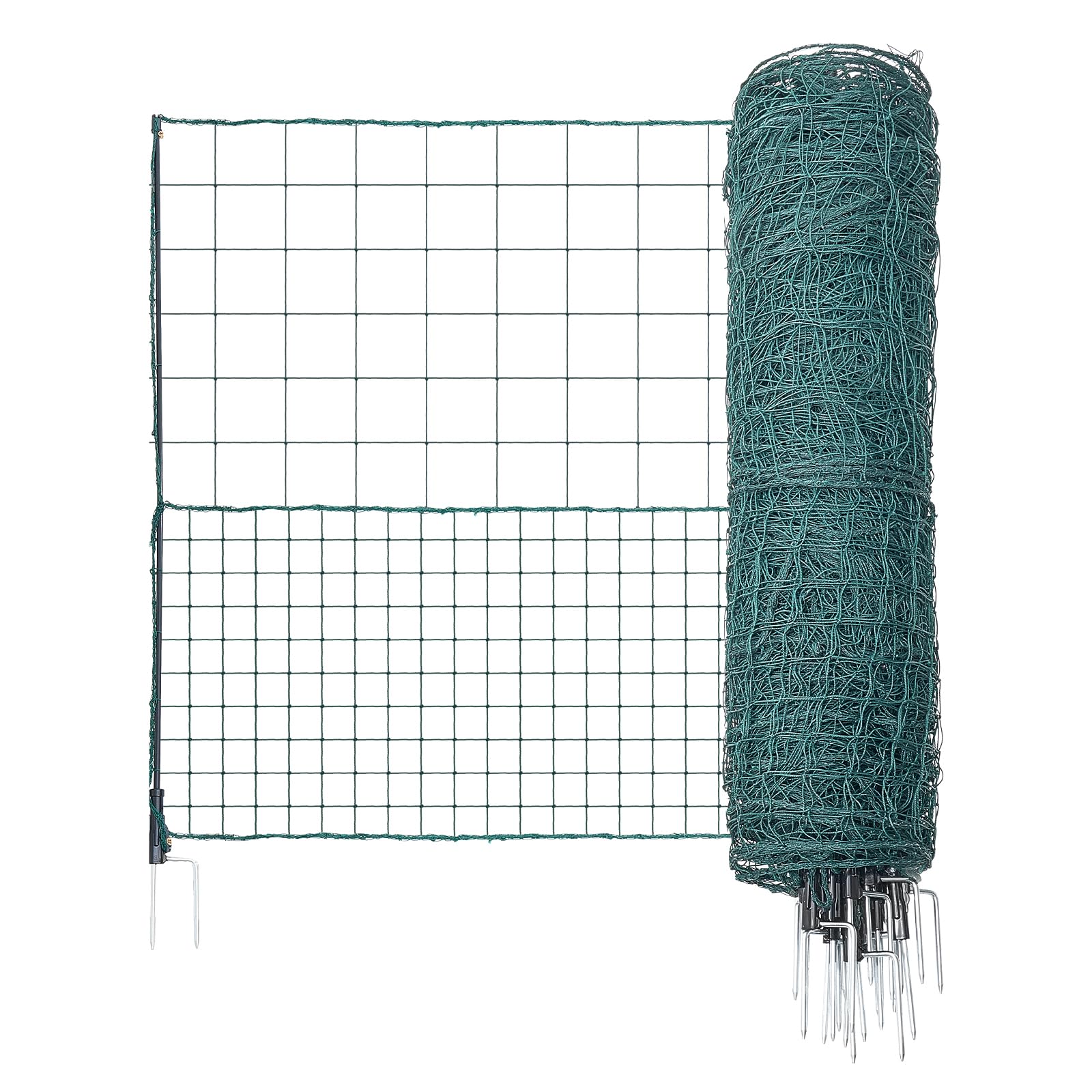 VEVOR Rete per Recinzione in Plastica, Recinzione Temporanea Flessibile 1,05 x 50 m, Rete di Sicurezza Rimovibile con Pali, Picchetti a Doppia Punta e Tiranti, Protezione per Aiuola Giardino Cortile