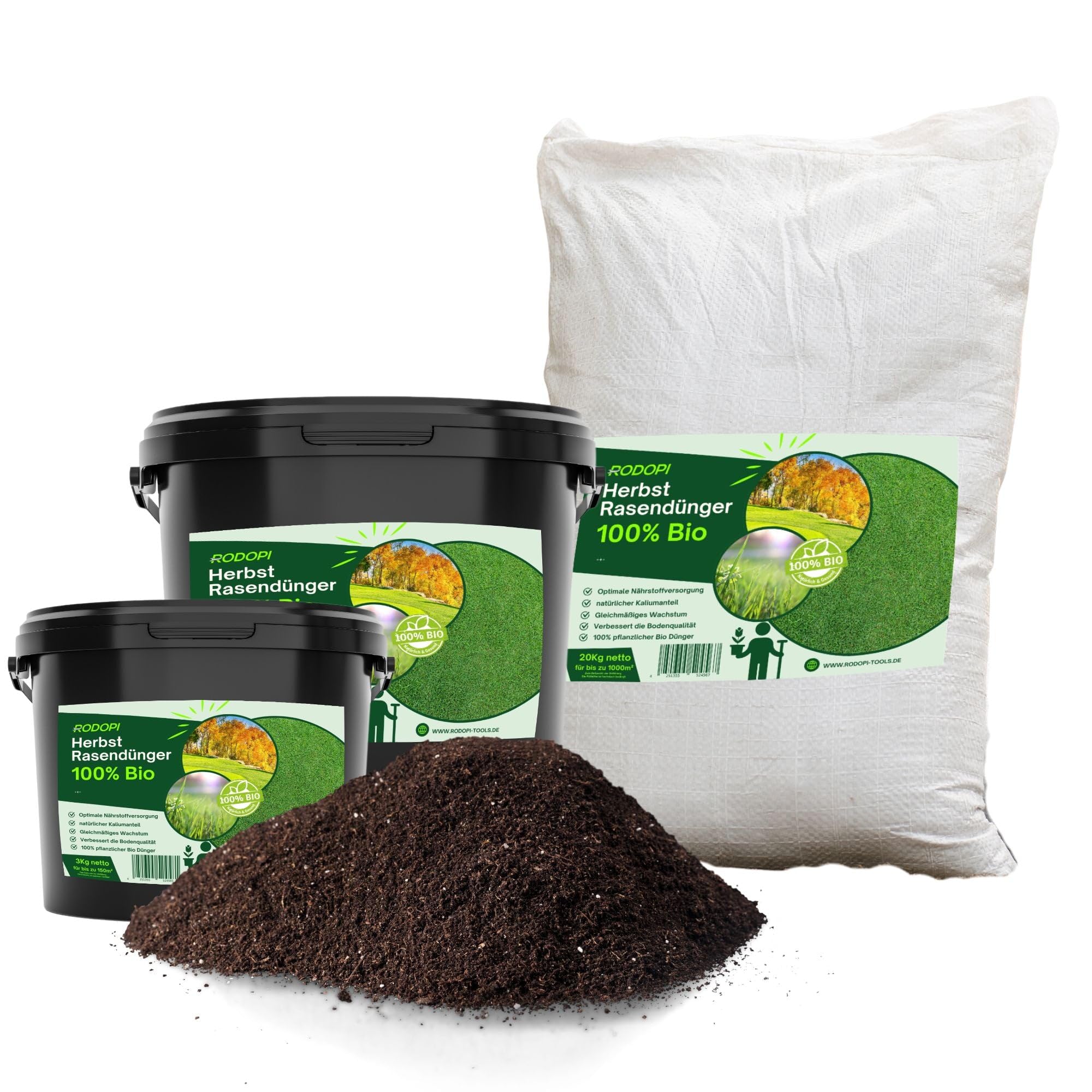 100% Pflanzlicher Bio Rasendnger Herbst 3kg - Kaliumreich, Staubarmes  Granulat - Macht Rasen Winterfest, Moosfrei & Gesund - Ideal fr  Streuwagen, ...
