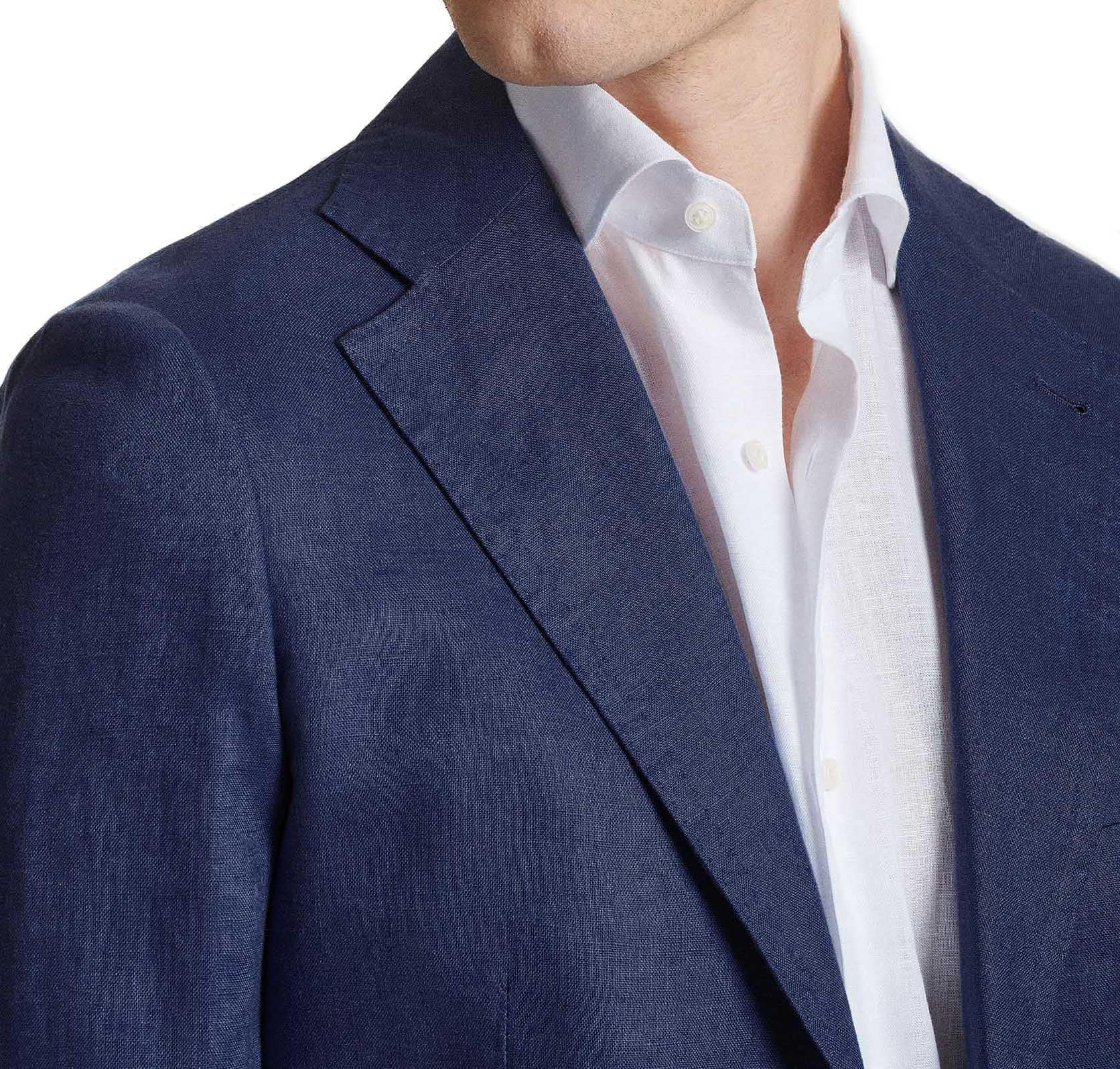 Evoga Giacca Uomo in Lino Blu Scuro Sartoriale Blazer Estivo Elegante Casual