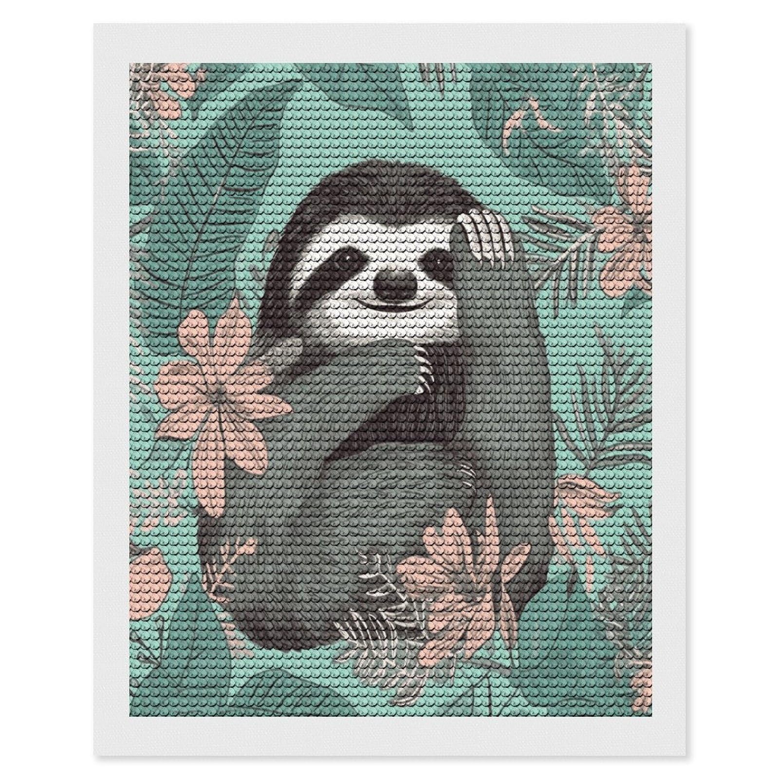 JTREHY Animal Sloth Mint Green Diamond Art Kits Personalized DIY Round Diamond Painting Kits for Beginner Full Drill Diamonds Dots Paintings for Adults Gem Art Crafts Home Decor