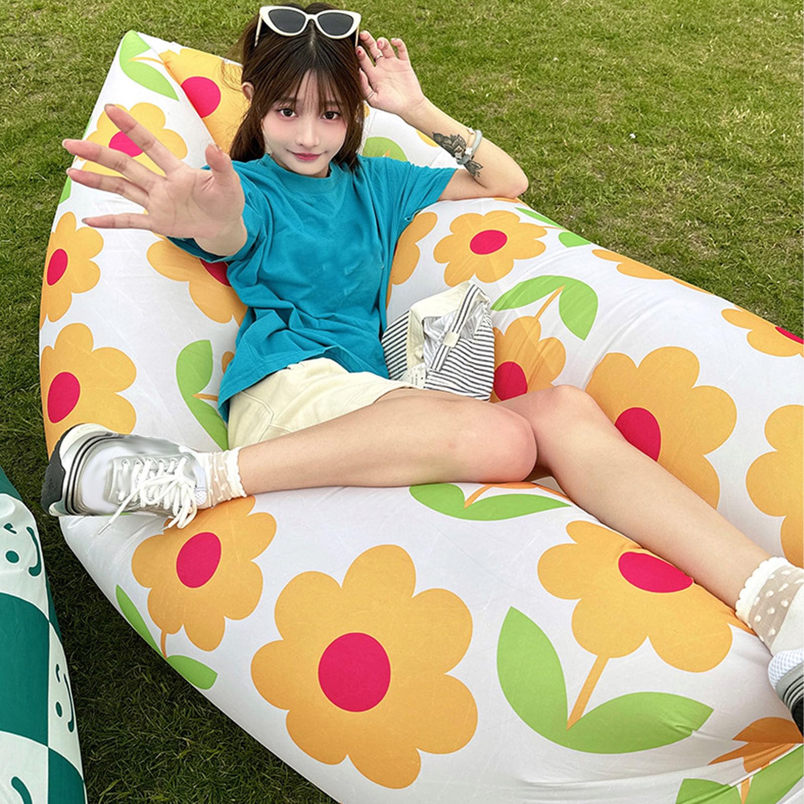 Inflatable Lounger, Air Sofa Chair, Camping & Beach Accessories, Portable Water Proof Couch for Hiking, Picnics, Outdoor, Music Festivals & Backyard, Lightweight Air Hammock (170x80cm / 66.9x31.5in)