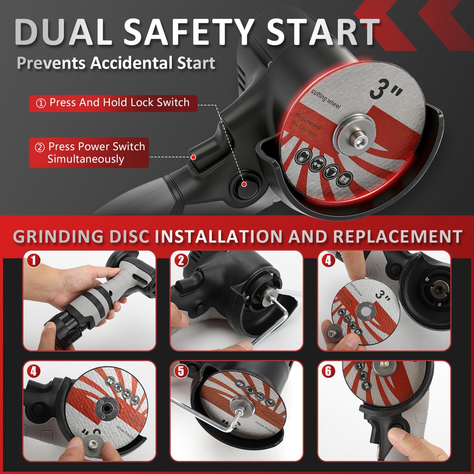 Mini amoladora angular con batería de 16,8 V con 2 baterías de 2000 mAh, 15 discos de corte y 5 discos abrasivos, batería de 75 mm Flex, motor sin escobillas de 19500 RPM para cortar, pulir, lijar