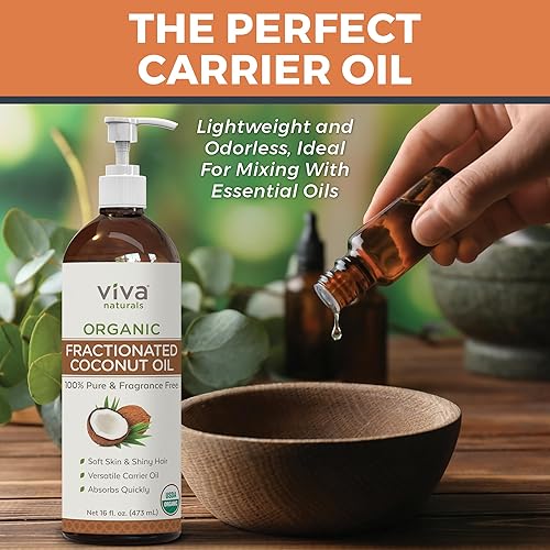 Miniatura 3 de Viva Naturals Aceite de coco fraccionado orgánico - Increíble aceite de masaje y aceite portador para aceites esenciales - Hidratante facial y