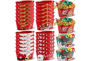 Bulk Christmas Buckets: 36 PCS Red Metal Tubs for Festive Cheer