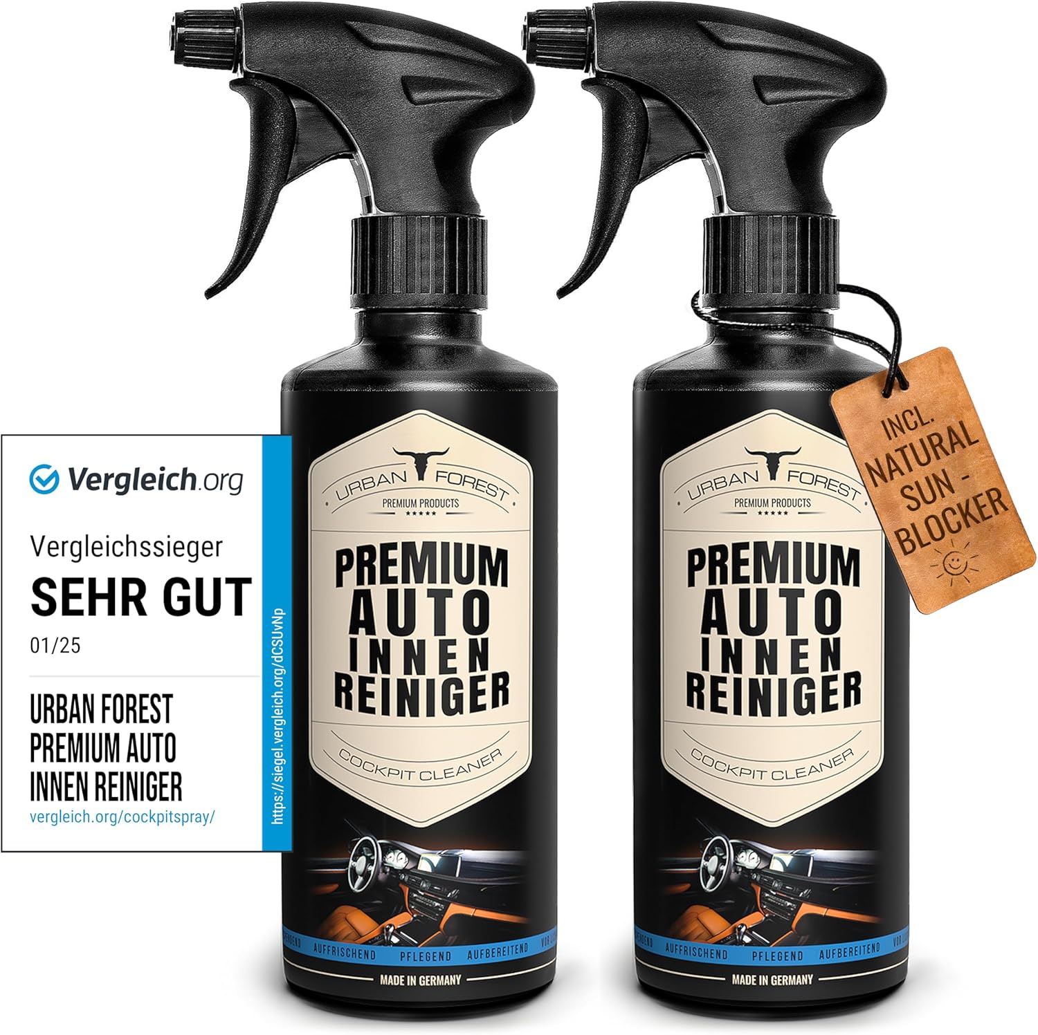 Car Cleaner Interior Care | Upholstery Cleaner for Car Seat Cleaning | Interior & Car Care Cabin | Premium Cleaner by URBAN FOREST 2x500ml