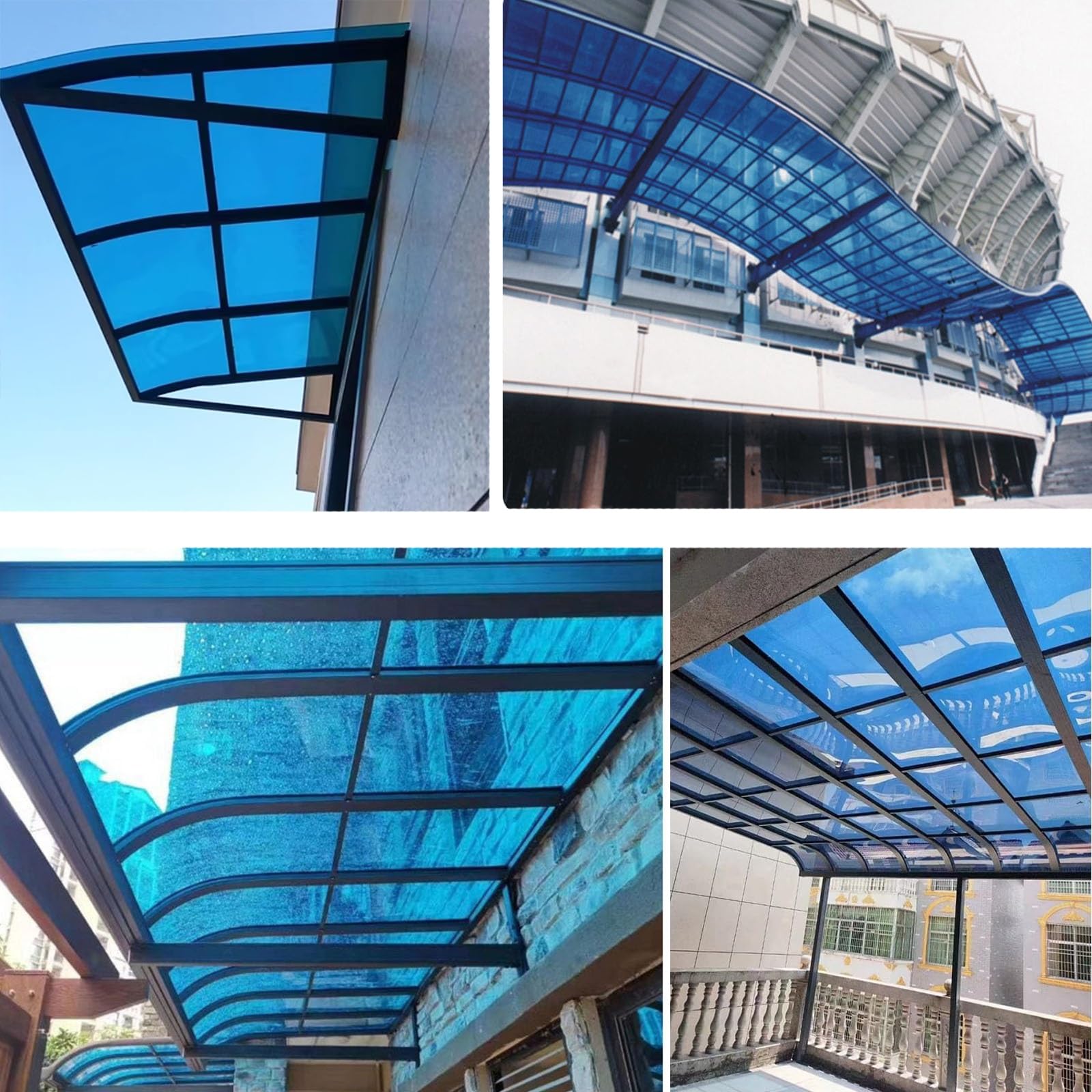 Hoja de techo de policarbonato azul – Paneles de plástico impermeables con protección UV para jardín al aire libre, invernadero, toldo de repuesto para cochera (0,50 m x 1,0 m)