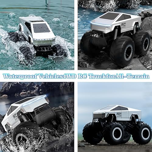 Miniatura 3 de Auto de control remoto impermeable, 116 RC Monster Truck Toys, 900mAh 40+ Min Play, 2.4GHz 4WD Off-Road, auto de control remoto anfibio para niños