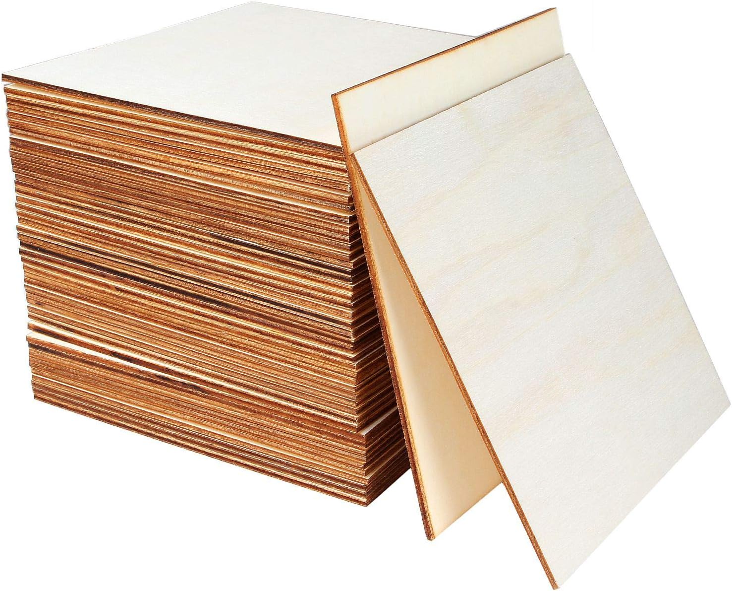 CertBuy 50 Pcs Unfinished Wood Pieces 6 x 6 Inch Square Blank Wood Natural Wooden Squares Cutouts for DIY Crafts, Painting, Staining, Carving, Coasters Making, Christmas, Home Decorations