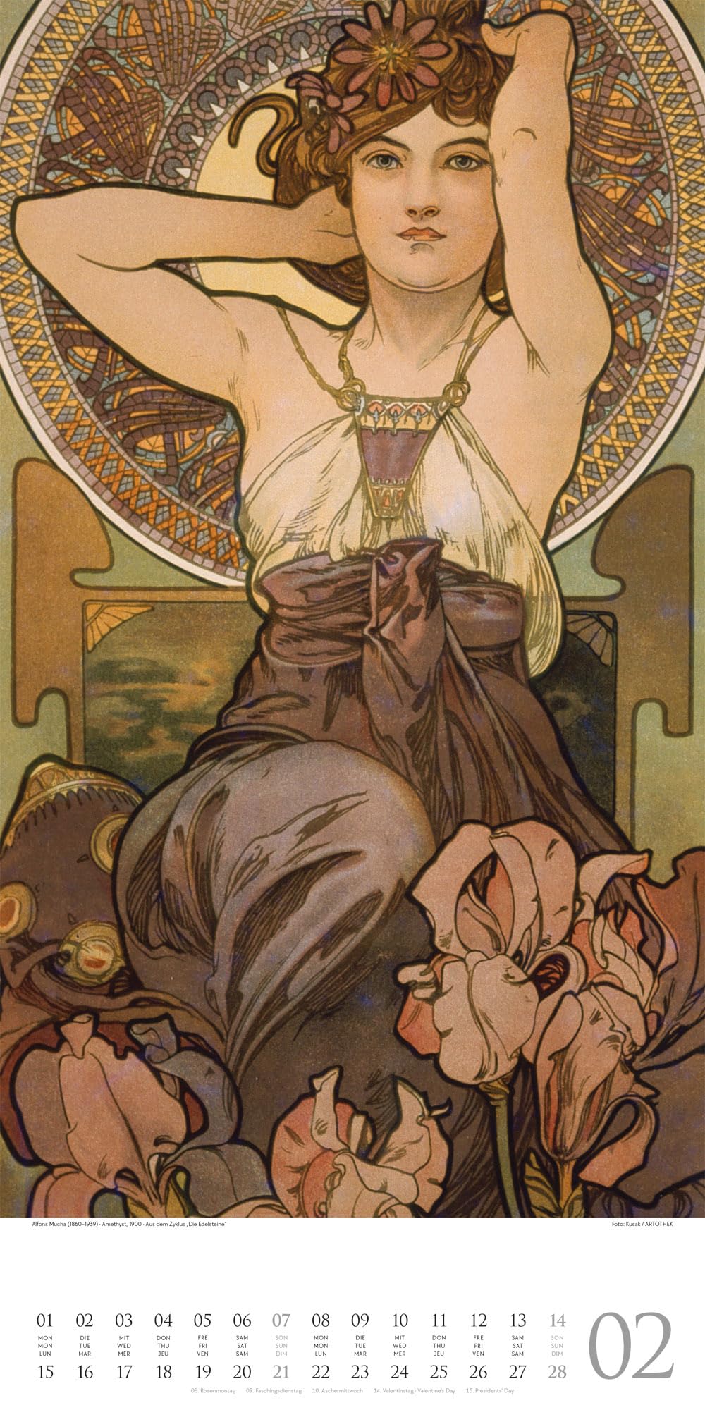 Alfons Mucha Kalender 2027: Geschmackvoller Kunst-Kalender im schlanken Hochformat (33x66 cm) | Plakatkunst des Jugendsstils