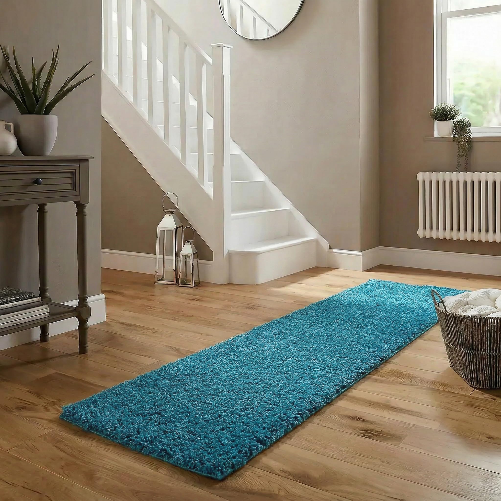 Abaseen Small Large Shaggy Rug Modern Rugs Living Room Extra Large Small Medium Rectangular Size Soft Touch Thick Pile Living Room Area Rugs Non Shedding (Teal Blue, 60x220 cm) — image 1