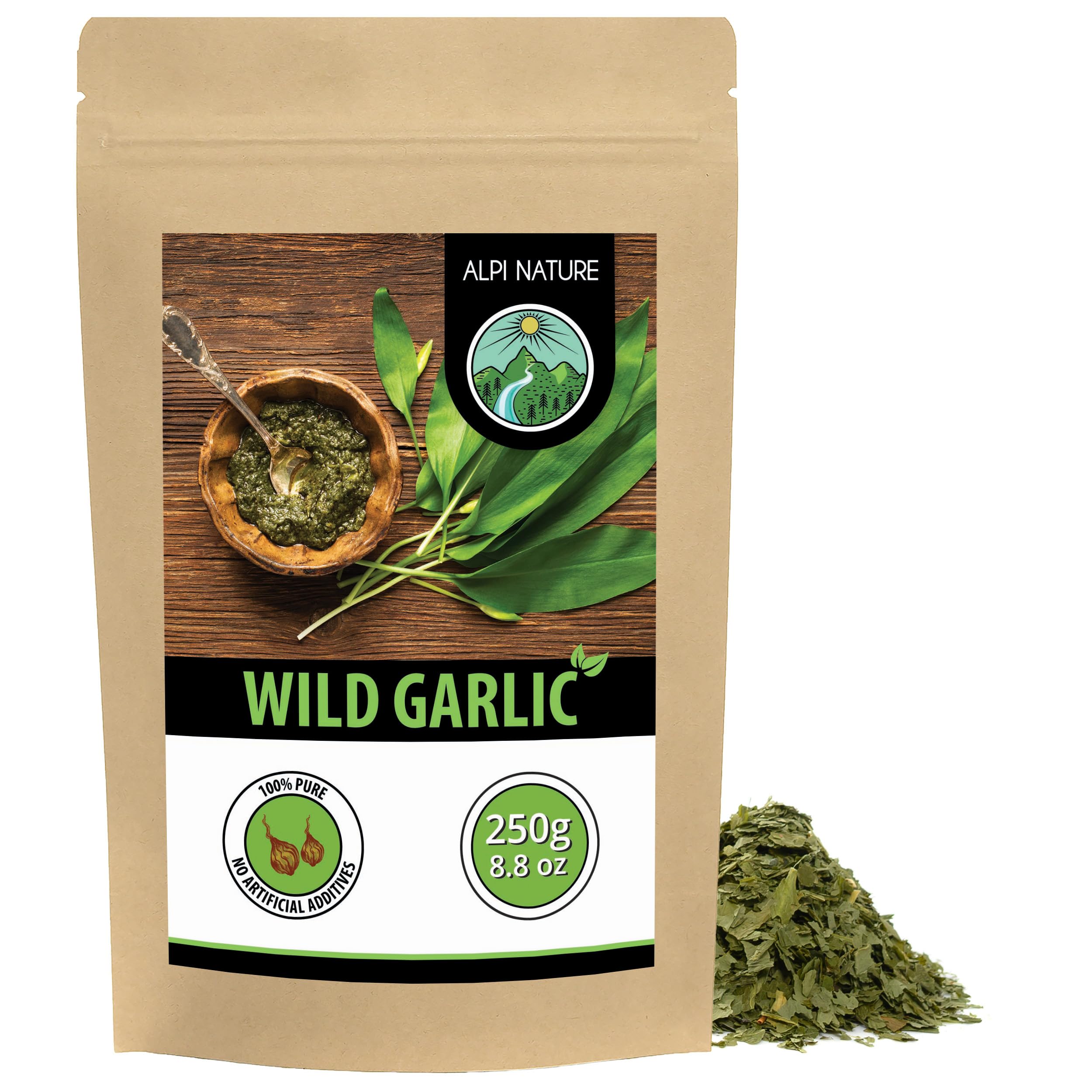 Alpi Nature Wild Garlic 250g 8.8 oz, Dried and Chopped Wild Garlic Seasoning for Cooking