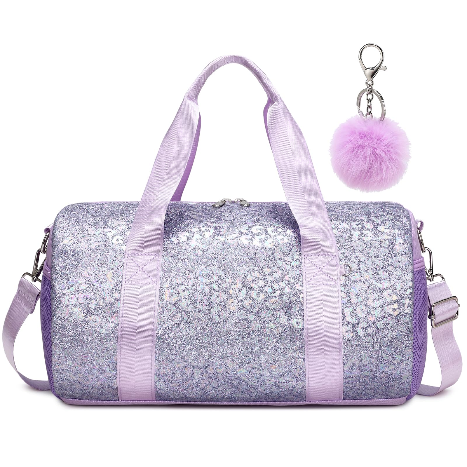 Sac Sport Filles Enfant Sacs Danse Ballet Latine Petit Sacs de Voyage Enfant Filles avec Poche Étanche Séparée,Léopard
