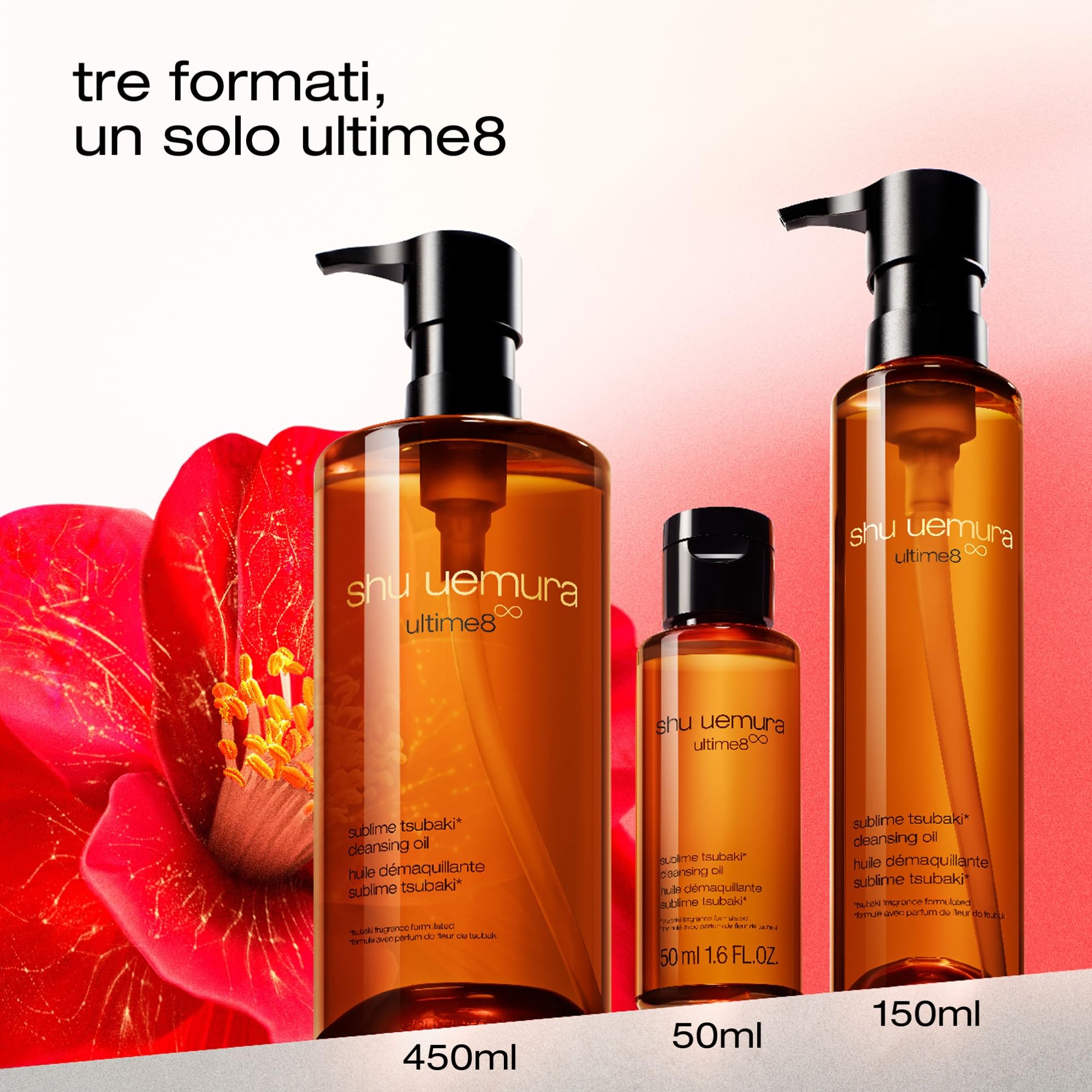 Shu Uemura Ultime8 Olio Struccante Viso, Olio Sublime Tsubaki, Detergente Schiumogeno, Con Olio di Camelia Giapponese, Idrata e Rinfresca, Pelle Luminosa, Tutti i Tipi di Pelle