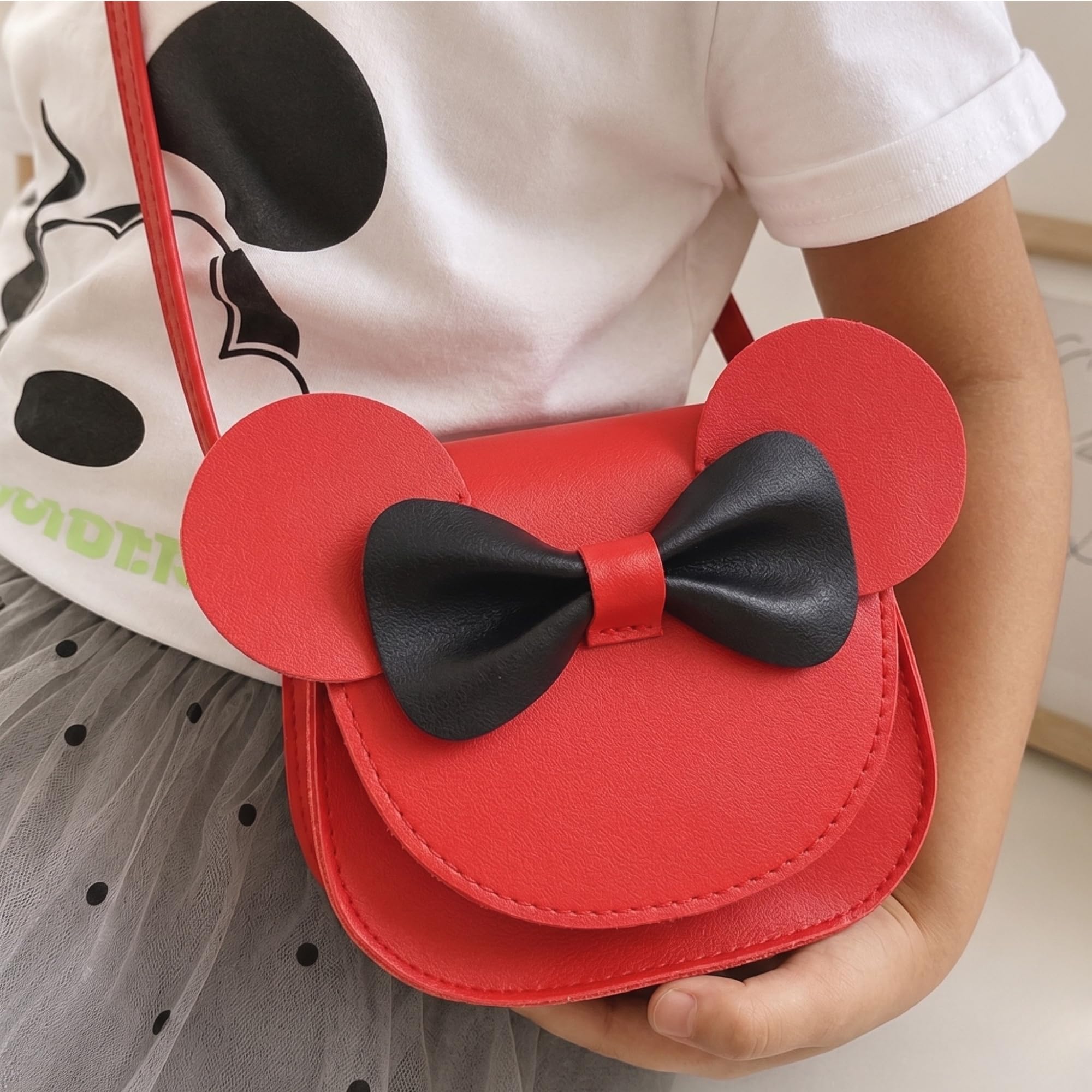 Bembika Kids Sling Bag - Trendy Crossbody Sling Backpack for Kids, Cute PU Material Mini Sling Bag for Children, Colorful Shoulder Bag for Girls, Stylish Small Sling Bag for Baby Girls-(Red)-image-15