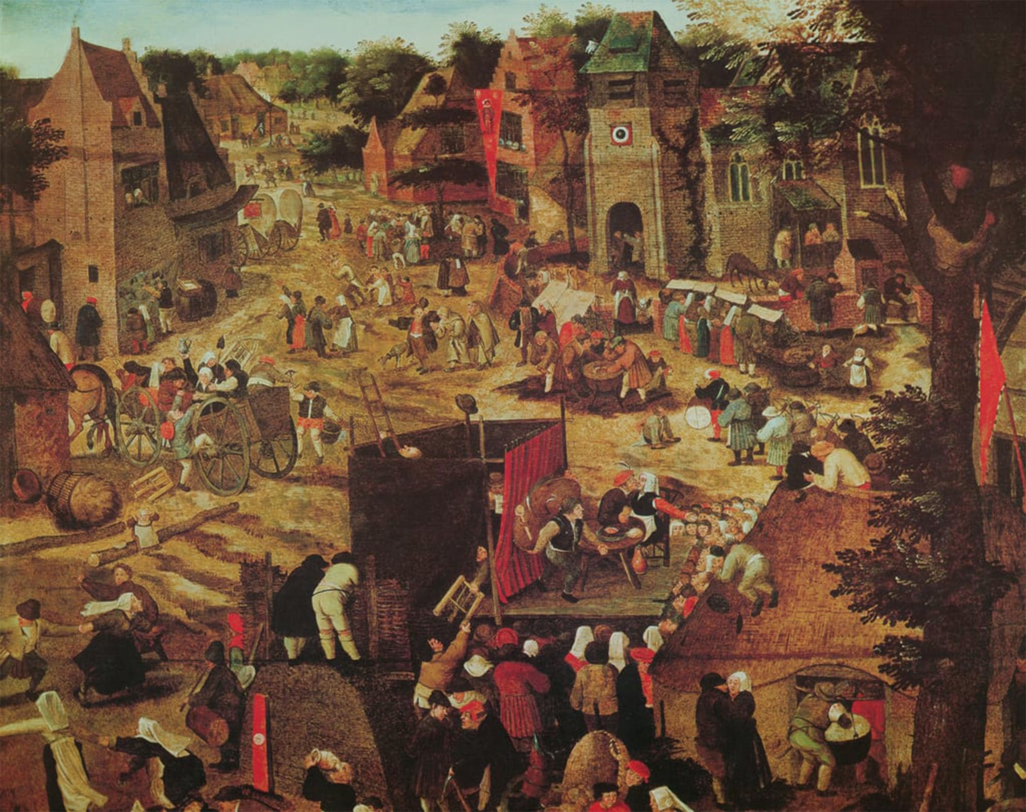 SERENDIPITP Retro Picture Poster Wall Art Pictures Painting Kermesse with Theatre and Procession by Pieter Brueghel the Younger Wall Art Canvas Print for Wall Decor 60x90cm