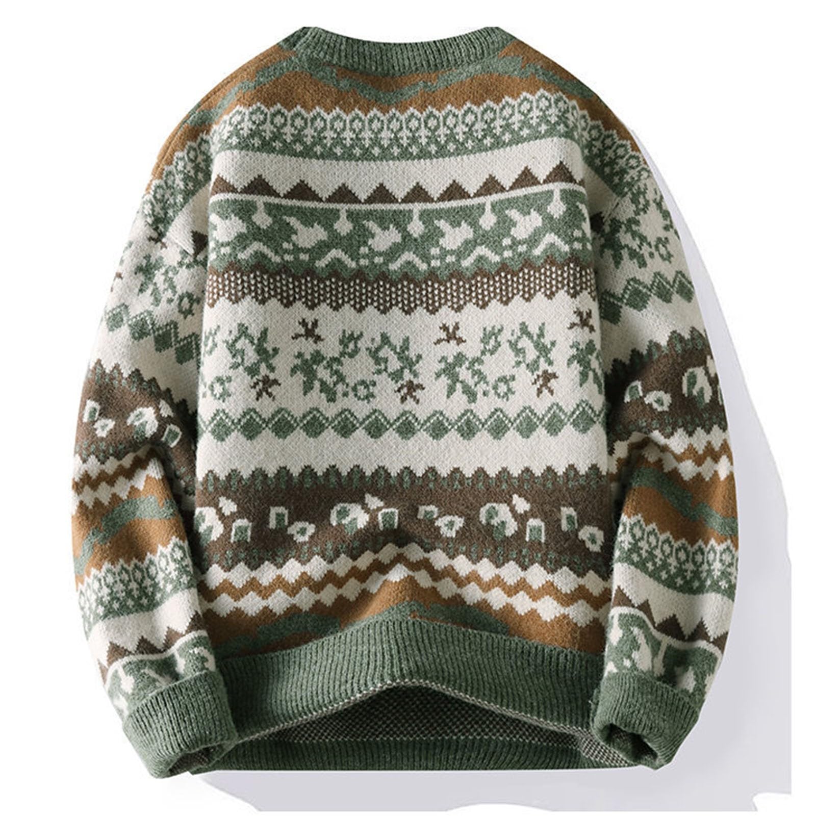 Generisch Jersey de punto para hombre, manga larga, cuello redondo, jersey de invierno, jersey de punto fino, jersey de trabajo, jacquard, suéter de ocio, jersey para hombre, prendas de punto