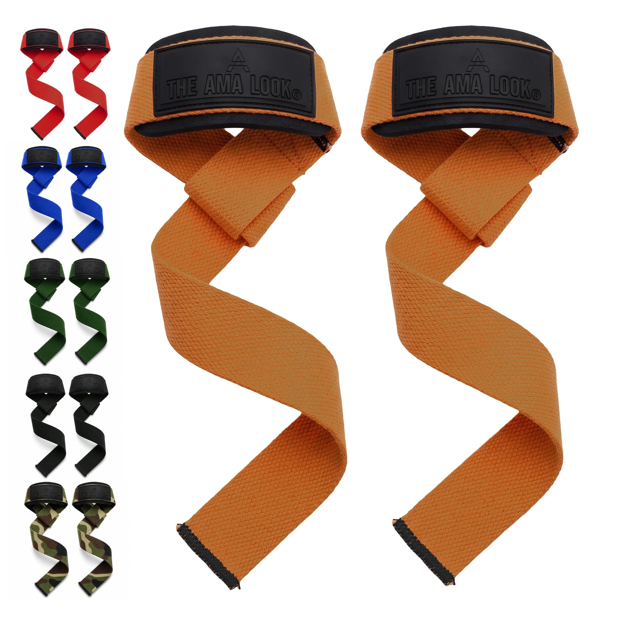 THE AMA LOOK Premium Weight Lifting Wrist Straps – Heavy Duty Deadlift Straps with Soft Neoprene Padding, Anti-Slip Gym Lifting Straps for Powerlifting, Bodybuilding & Strength Training (Orange)