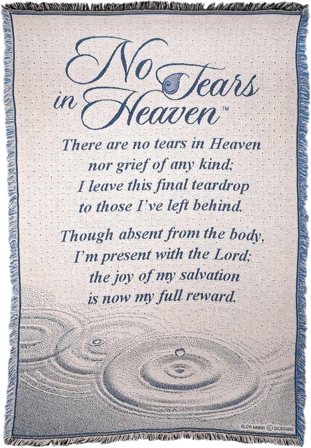 Dicksons No Tears in Heaven Memorial 46 by 68 in All Cotton Tapestry Throw Blanket 46x68 Beige and Blue