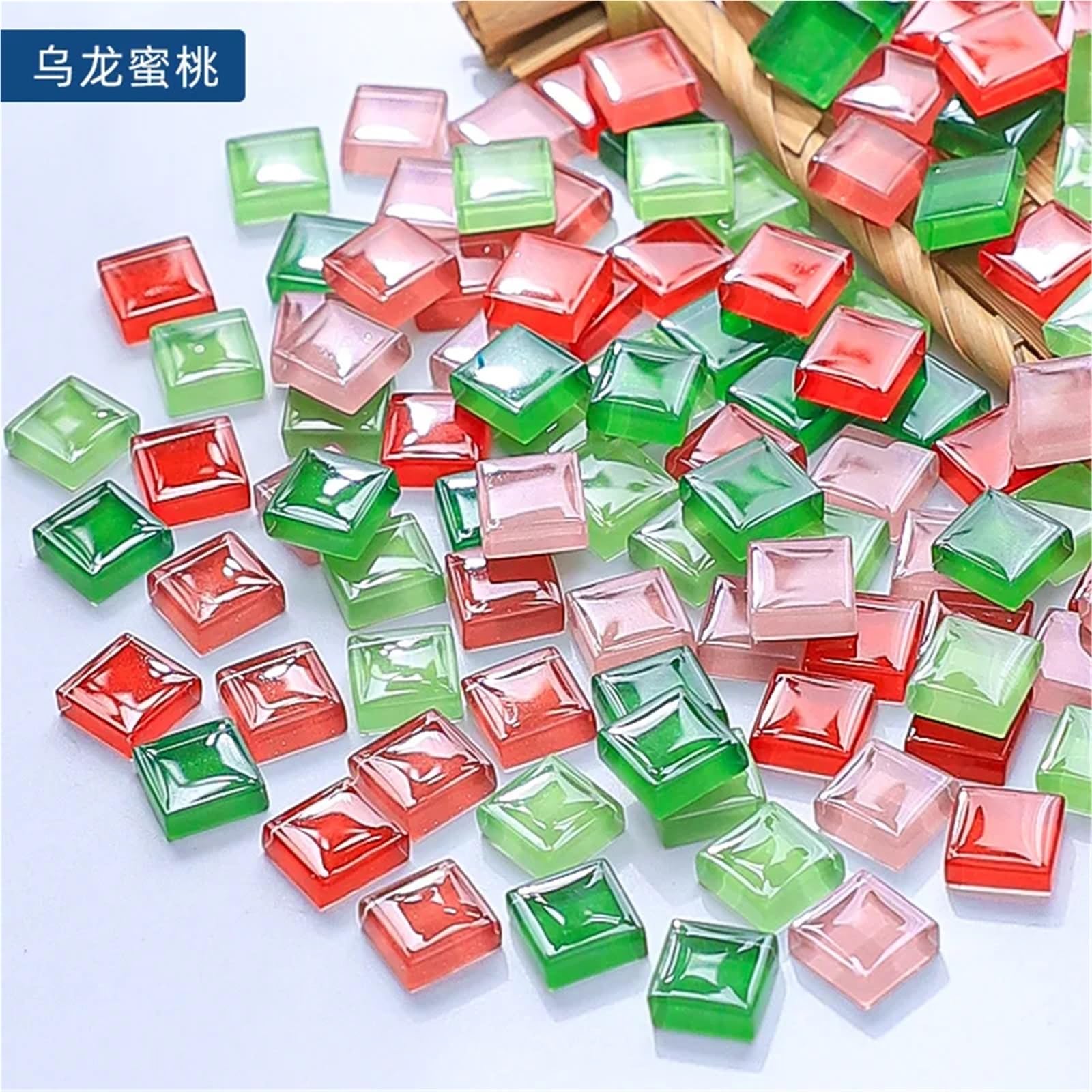Azulejos de mosaico para manualidades, 1200 unidades, mosaico cuadrado de cristal de colores de 3 mm de grosor, hecho a mano, pintura artística creativa (Wulongmitao)