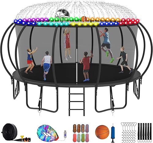 Tranpoline - Calcetines de 15 pies con estacas de luces de tranpoline W, aspersor de 1500 libras, diseño sin huecos para niños y adultos, calabaza,
