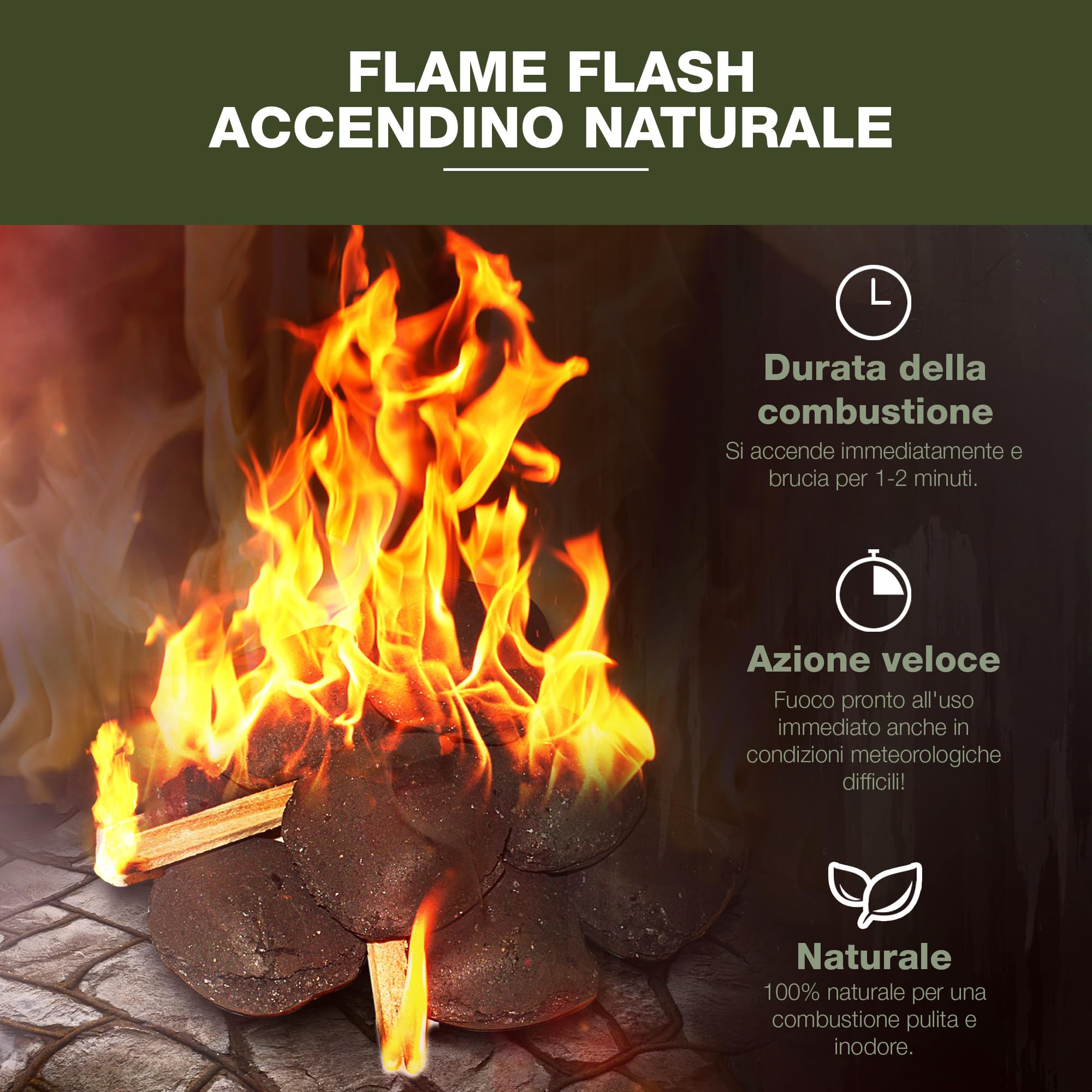 SWISSINNO Flame Flash Accendifuoco - Legnetti ad Alta Resina per Accensione Rapida - Fiamma Intensa e Duratura - Ideale per Camino, Stufa, Barbecue, Falò - 1500g