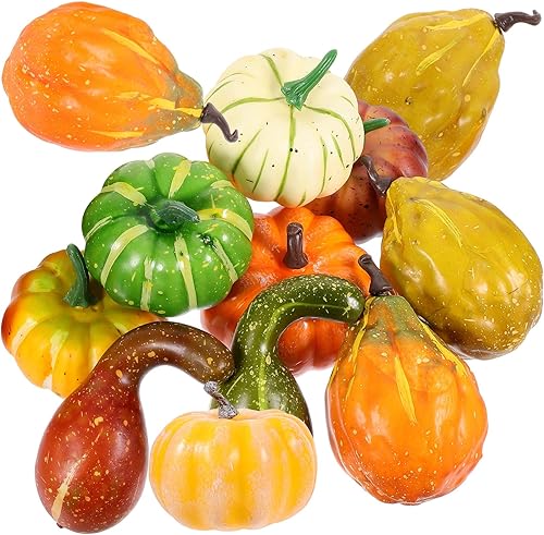 Juego de decoración de calabazas artificiales de 12 piezas Calabaza de espuma de Halloween, accesorios para Acción de Gracias, otoño, cosecha,