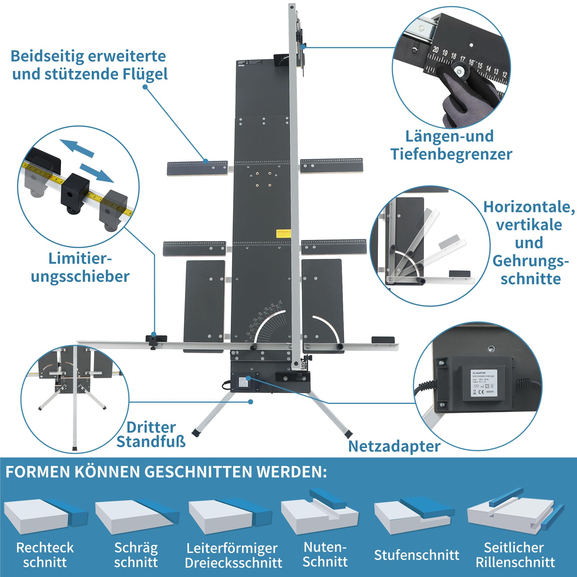 MINOVA MODELL3-7 Styroporschneider 200 Watt, 1.300mm freistehend Komplettes Set inklusive 10 Schneidedrähten, 1 Gerüsthalteblech und 2 Federgriff Heißdrahtschneider (modell7)