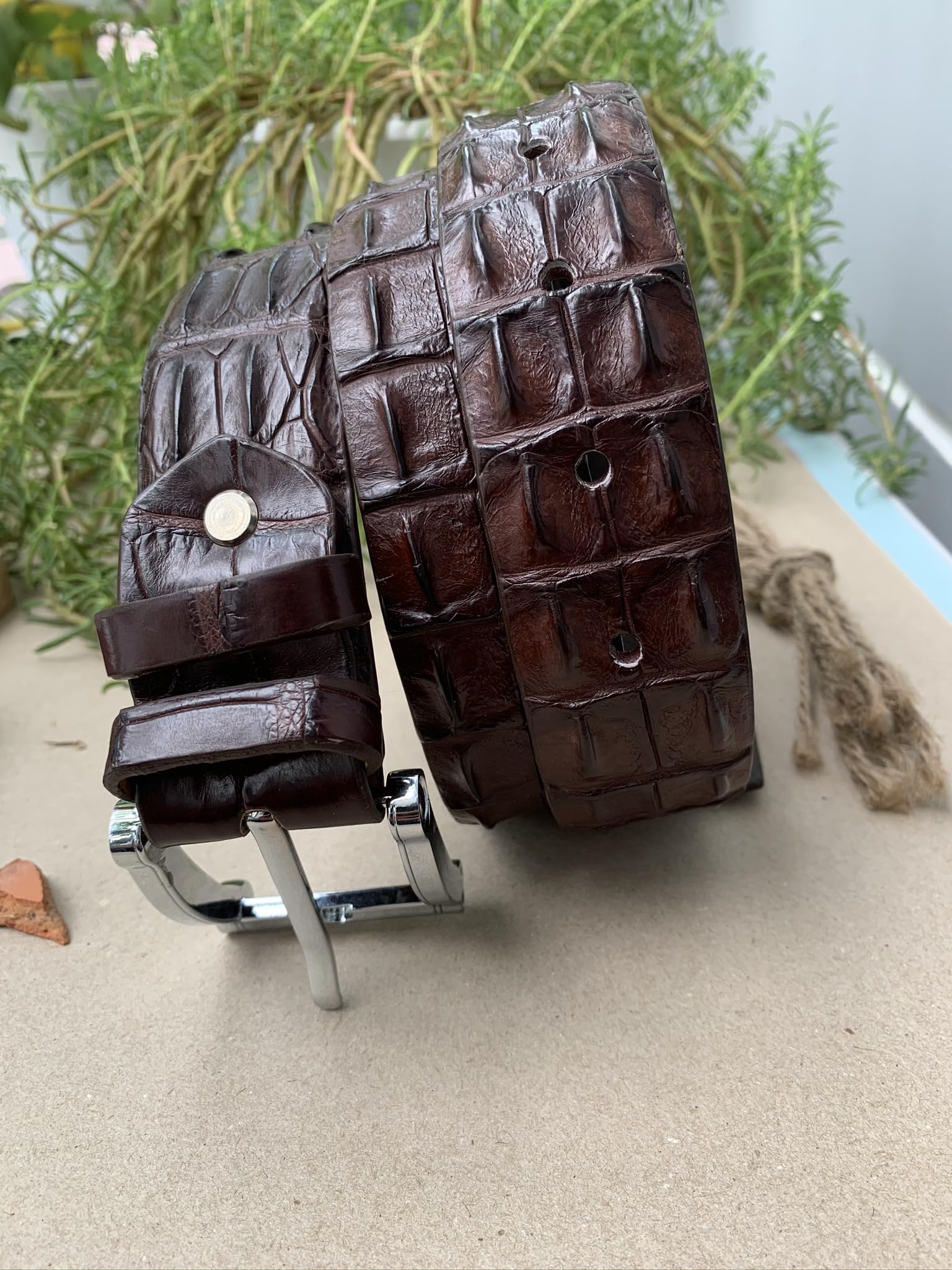 Generisch Echte Krokodil-Alligator-Gürtel für Herren, echter Krokodilgürtel für Herren, Riemenbreite 4cm