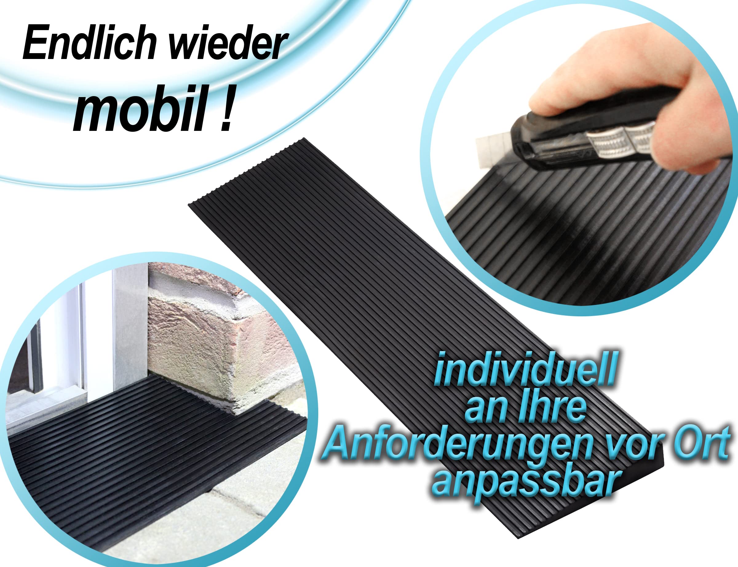 Rampa progowa 4,5 cm, gumowa rampa najazdowa, do wózków inwalidzkich, wózków inwalidzkich, chodzików lub skuterów elektrycznych (wysokość 4,5 cm x szerokość 90 cm)