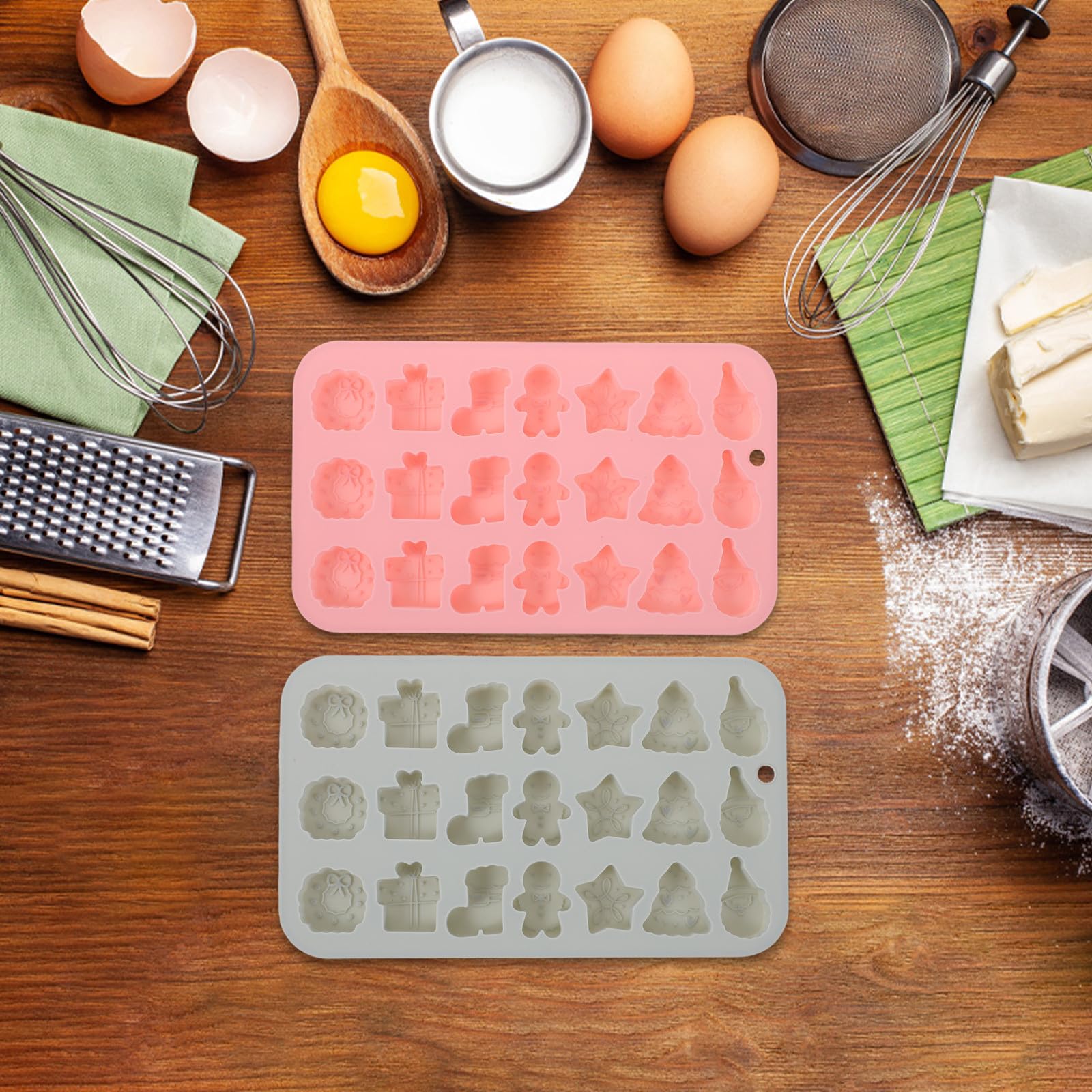 Toyvian 10 Unidades Moldes de Silicona Navideños 3d de 21 Cavidades para