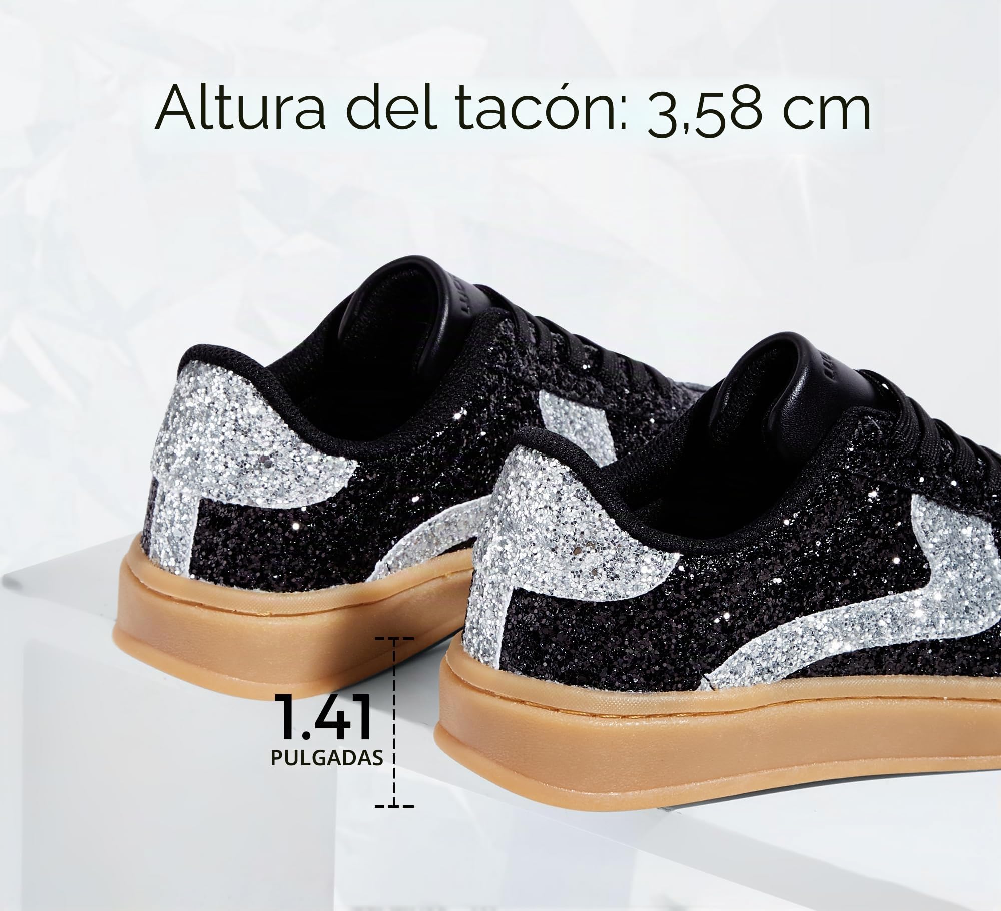 LUCKY STEP Zapatillas Mujer Glitter - Moda Retro, Chispantes & Brillantes, Zapatos de Boda Elegantes, Antideslizantes para Caminar