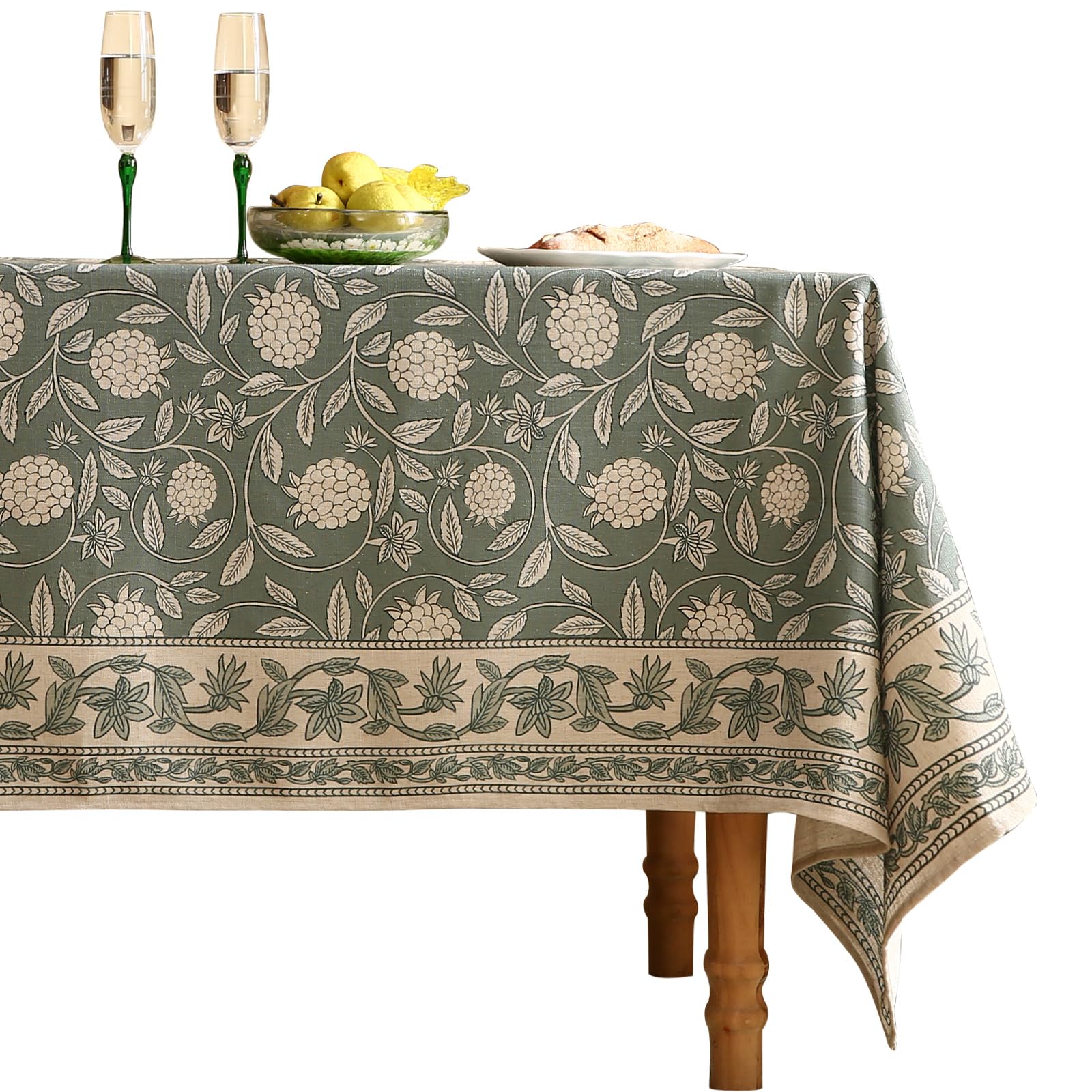 ISAENNE Grayish Green Linen Tablecloth