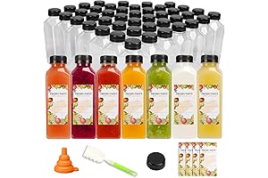 TOMNK Plastic 16oz Juice Bottles Set with Caps for Juicing