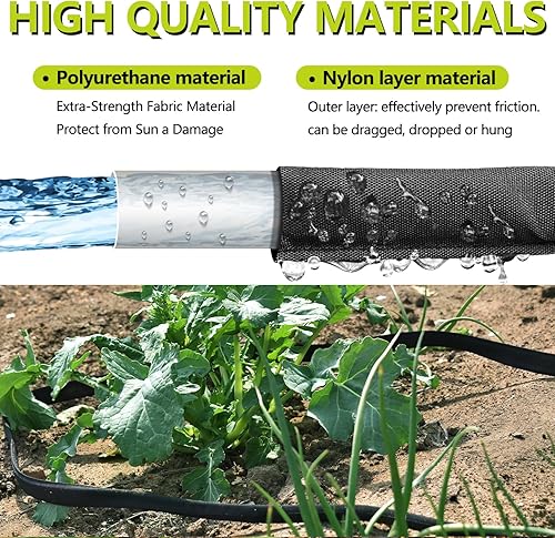 Miniatura 8 de Manguera plana de remojo de 100 pies para camas de jardín (paquete de 2 unidades de 50 pies), manguera de remojo para riego de base, mangueras de