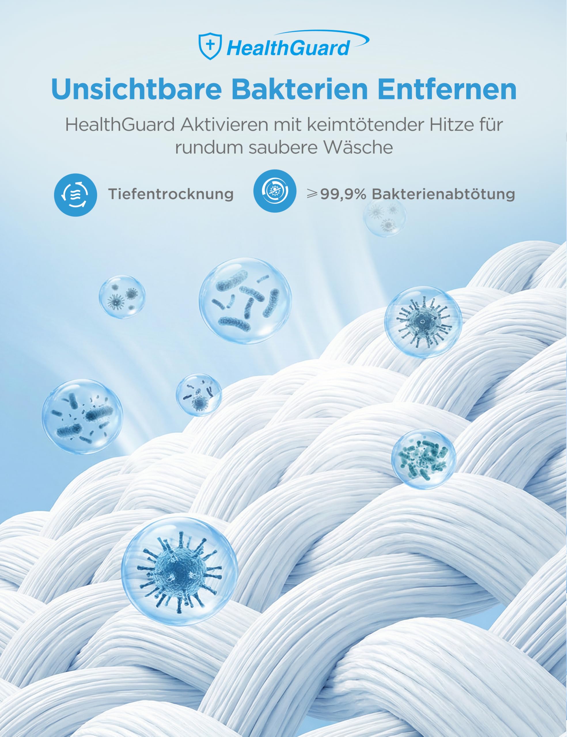 Midea MD11EH70BD Wärmepumpentrockner 7 kg Energieklasse D Schnelltrocknen 35' HealthGuard Sensor-Trocknung Weiß